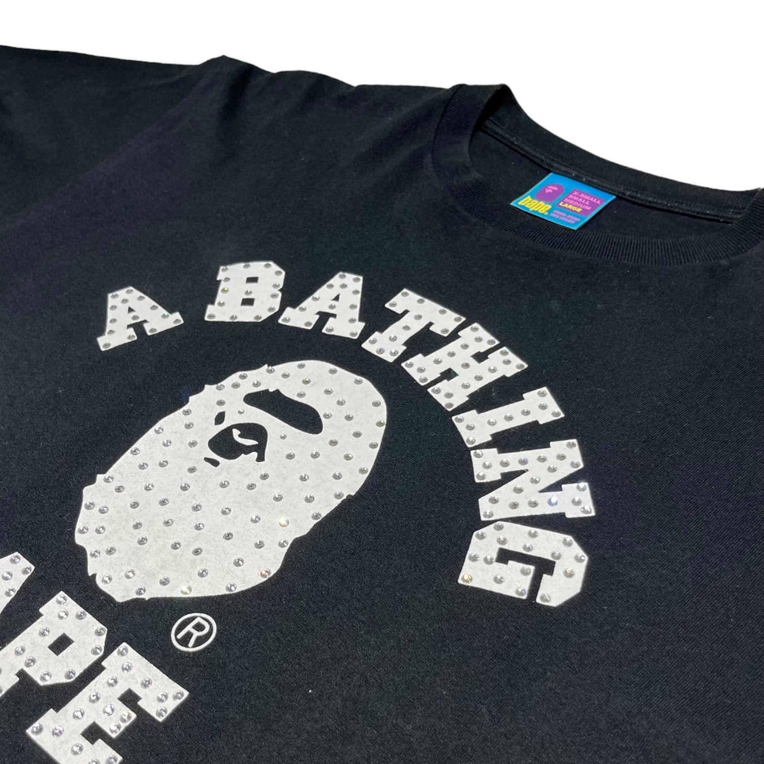 A BATHING APE(アベイシングエイプ) 00's Lightstone Monkey Logo T-Shirt ライトストーン モンキー  ロゴ Tシャツ L ブラック Y2K