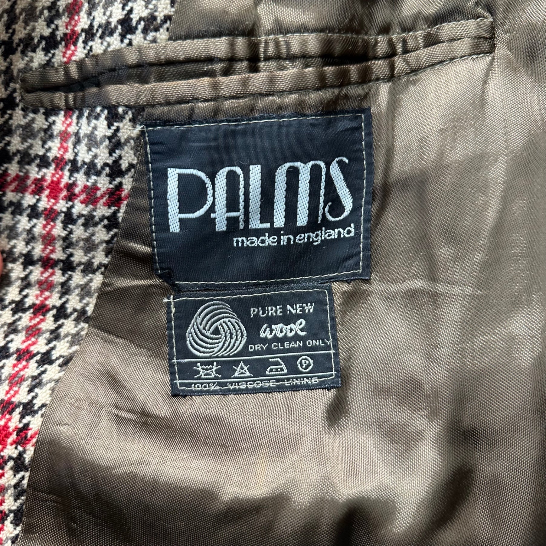 VINTAGE(ヴィンテージ) 70~80's Vintage Houndstooth Wool Long Coat 70年 80年代 ヴィンテージ 千鳥柄 ウール ロング コート ベージュ×ブラック×レッド made in england