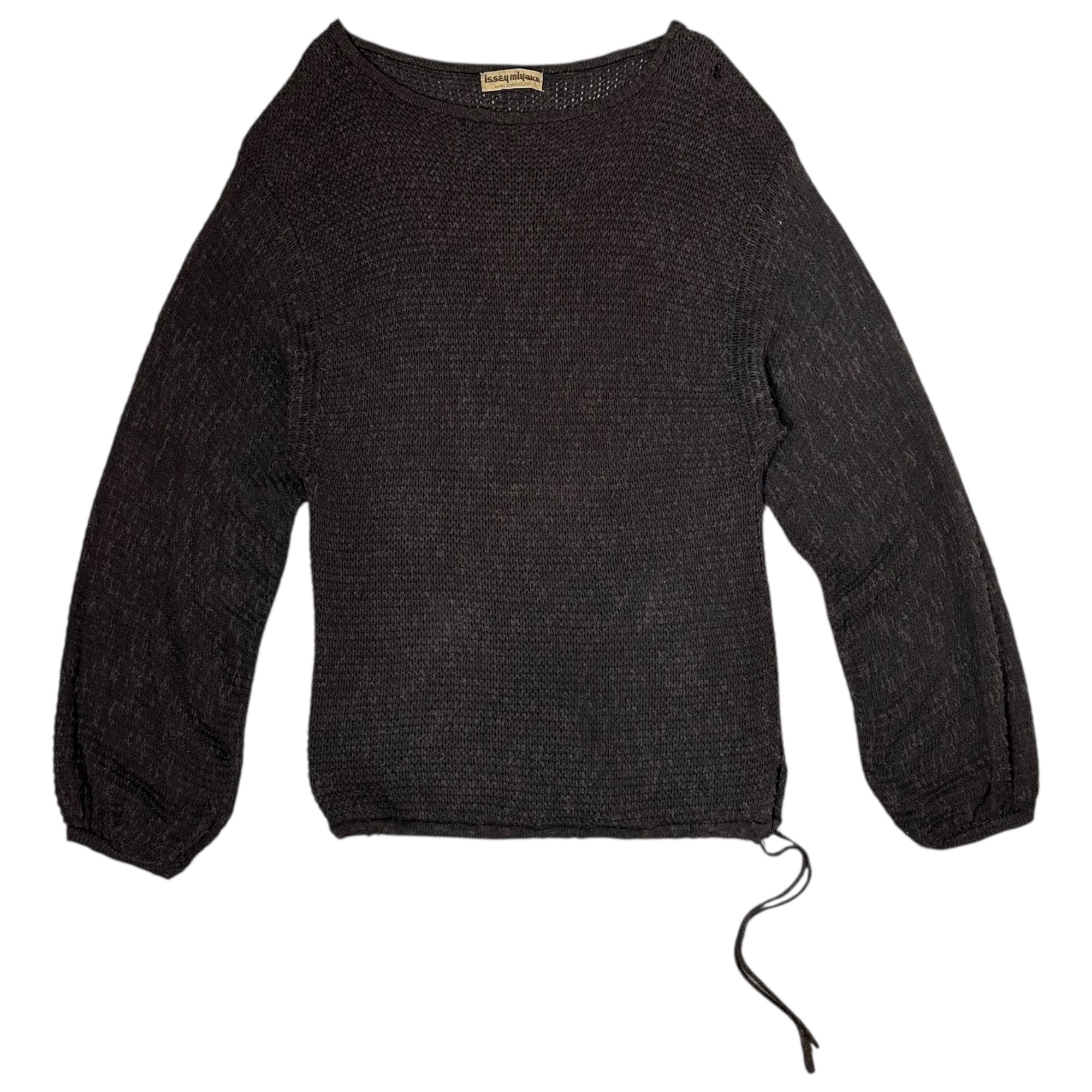 ISSEY MIYAKE(イッセイミヤケ) 70’S Linen blend cotton rayon knit pullover 70年代 リネン混 コットン レーヨン ニット プルオーバー ALL STYLEタグ FREE ブラウン 本人期 稀少品 アーカイヴ