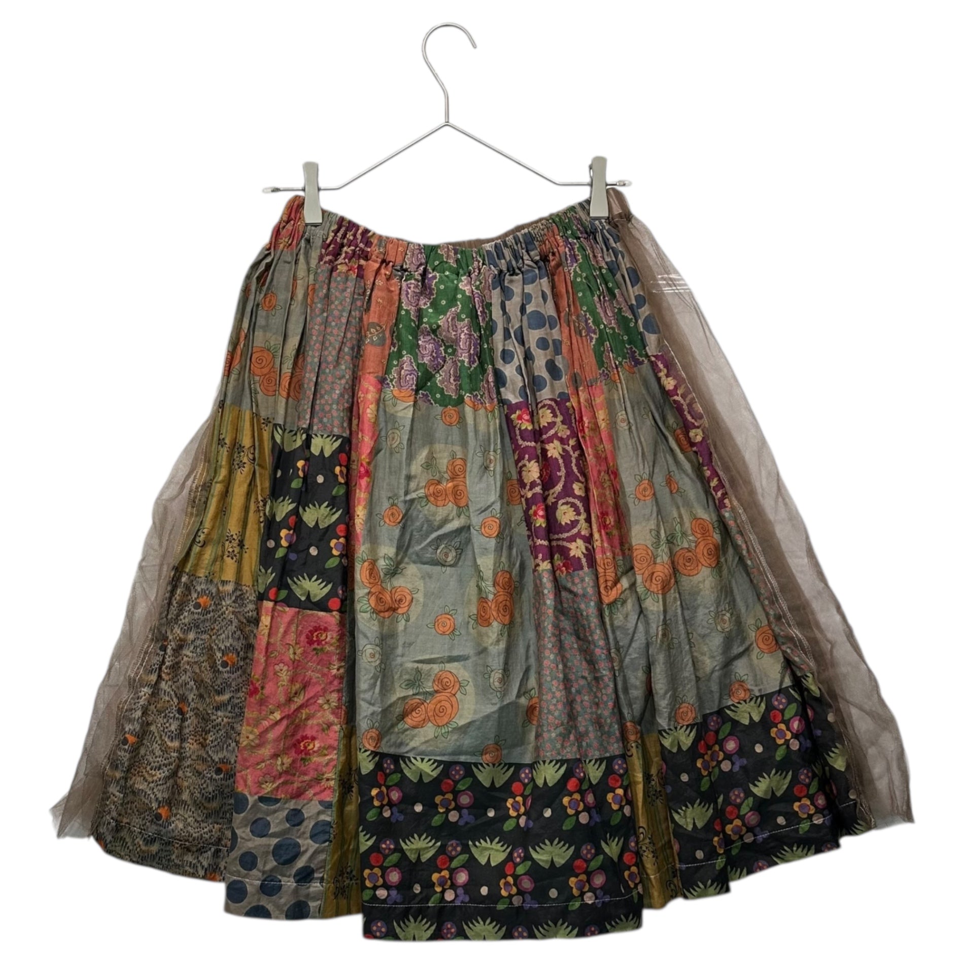 tricot COMME des GARCONS(トリココムデギャルソン) 11AW Tulle Docking Print Skirt チュール ドッキング プリント スカート SH-S702 FREE ブラウン×マルチカラー AD2011