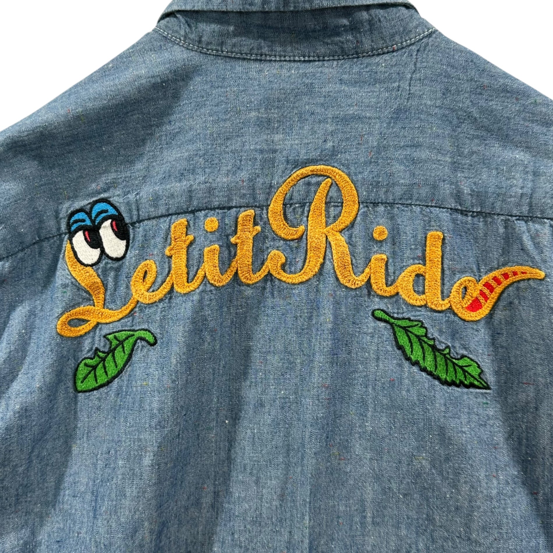 ANOKHA(アノーカ) 00's Let It Ride Embroidered L/S Shirt レットイットライド 刺繍 長袖 シャツ M インディゴ×イエロー