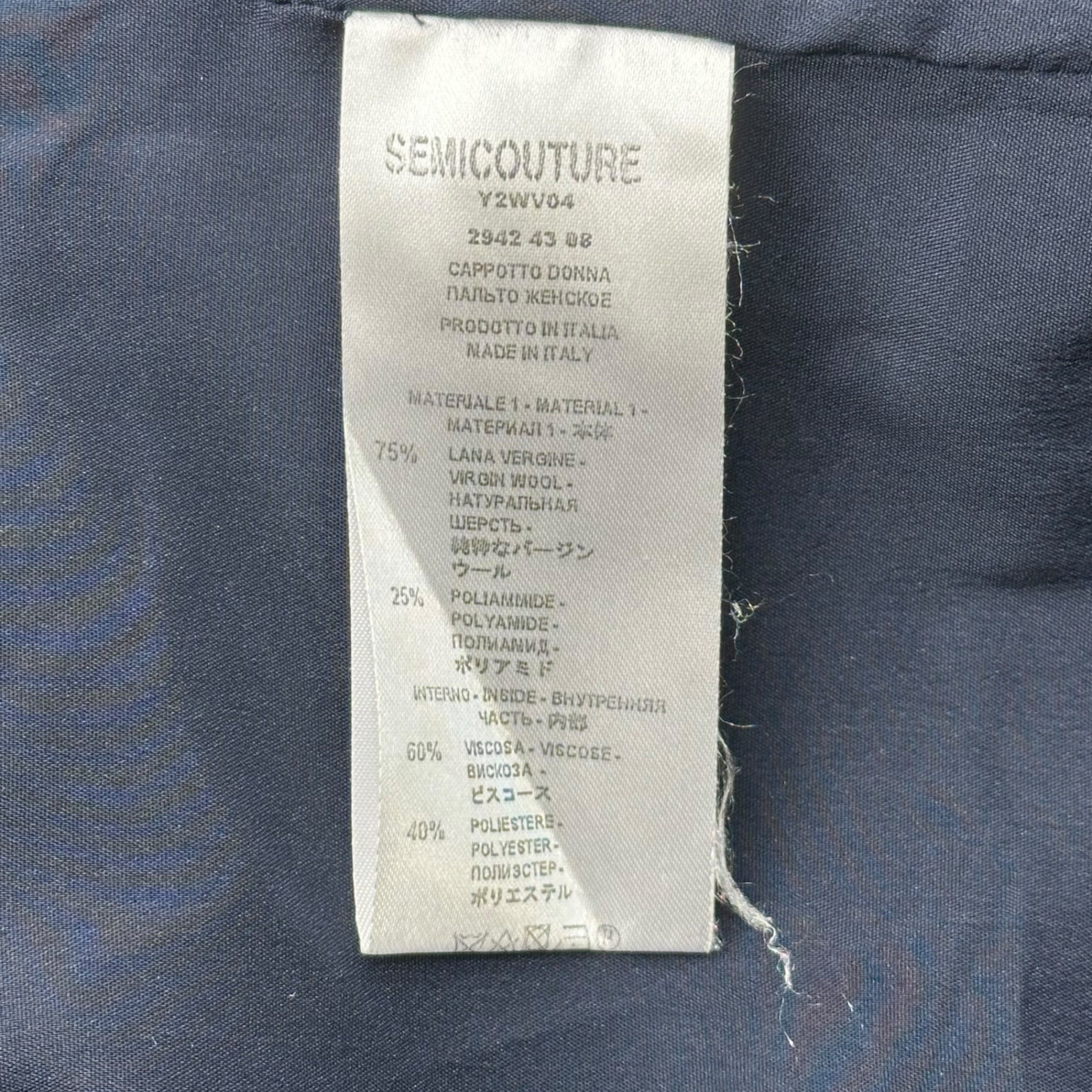SEMICOUTURE(セミクチュール) Super Long Tight Wool Chester Coat スーパー ロング タイト ウール チェスター コート 42(XL程度) ネイビー