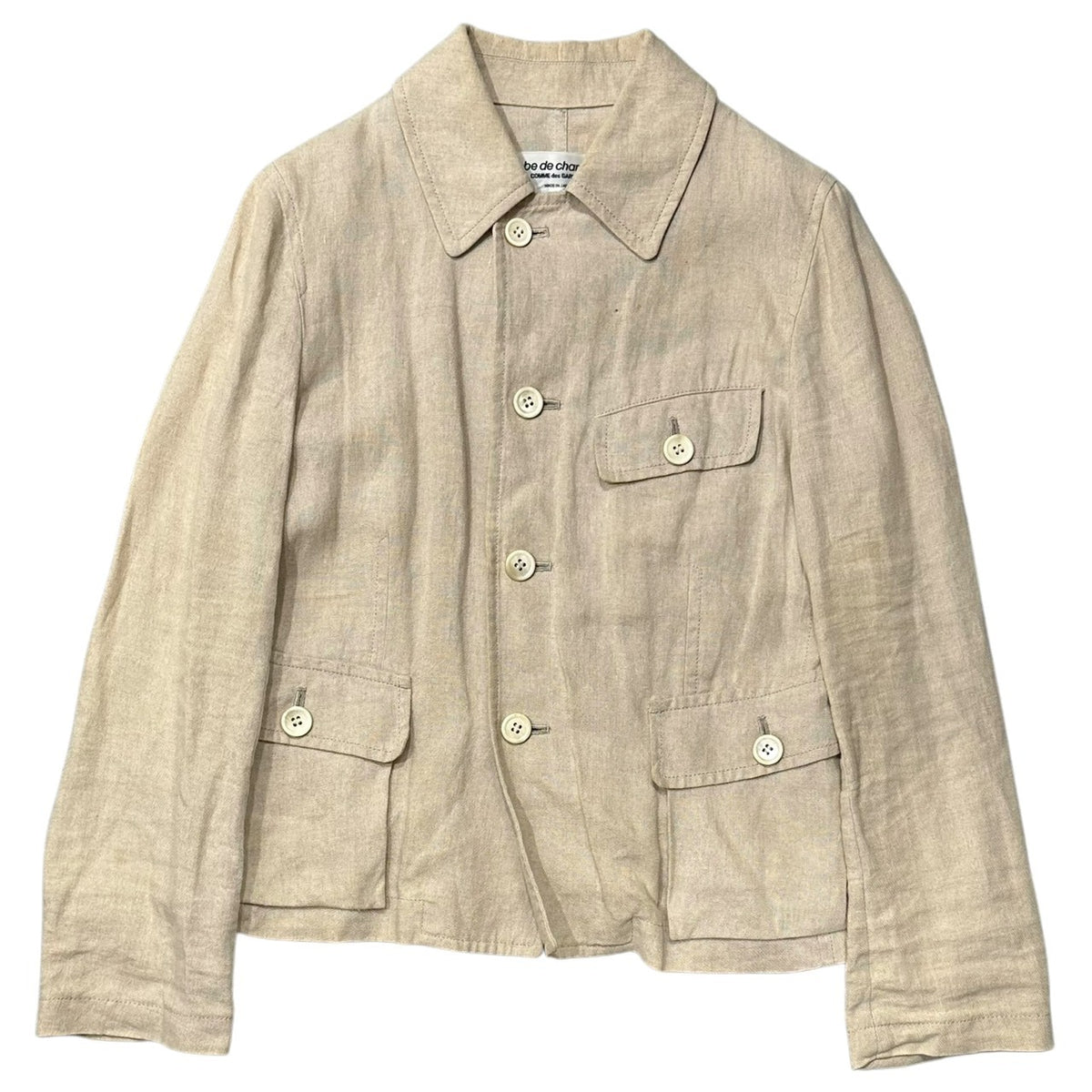 robe de chambre COMME des GARCONS(ローブドシャンブルコムデギャルソン) 2002SS 4-Button Linen Jacket 4 ボタン リネン ジャケット RE-J033 M ベージュ AD2001 00s アーカイブ