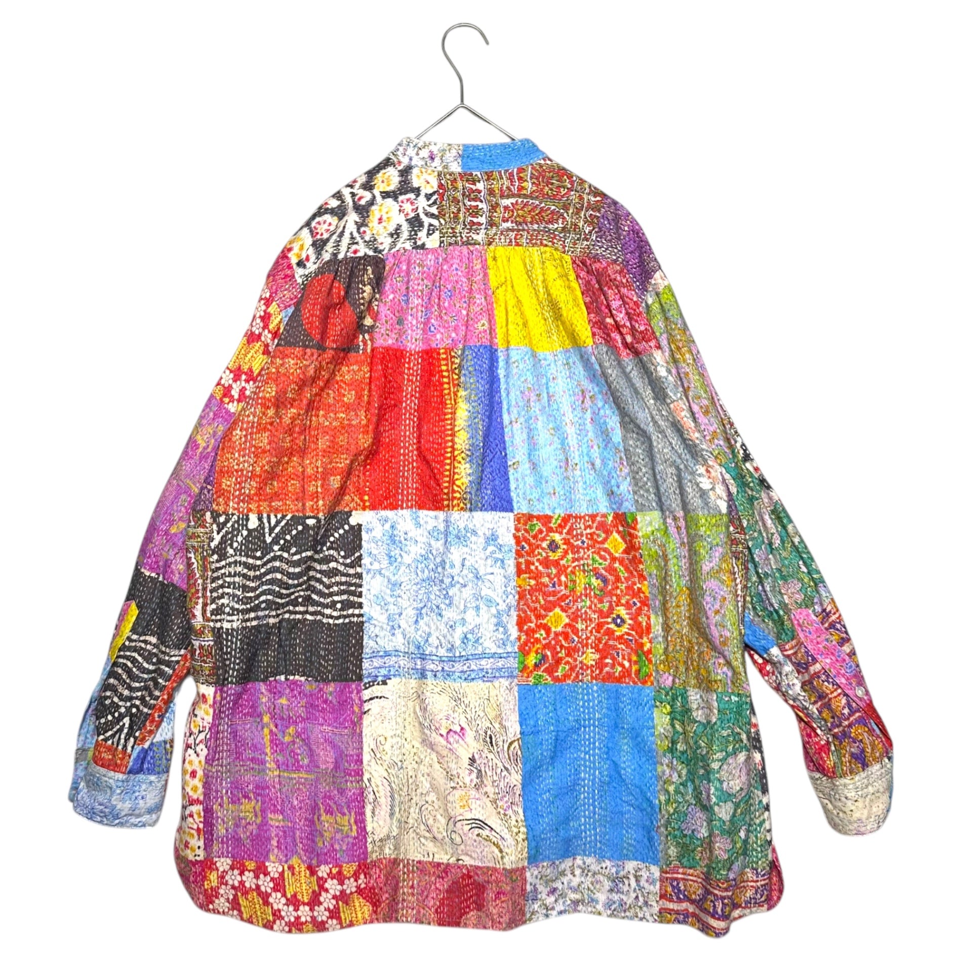 HOLLYWOOD RANCH MARKET(ハリウッドランチマーケット) Kanta print sashiko band collar wide shirt カンタ プリント 刺し子 バンドカラー ワイドシャツ 2(M程度) マルチカラー