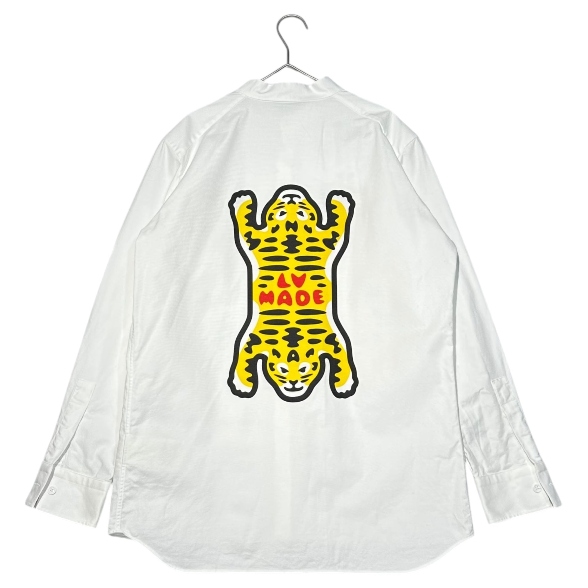 LOUIS VUITTON × NIGO(ルイヴィトン × ニゴー) 22SS Printed Tiger Mandarin Collar Long Sleeve Shirt プリンテッド タイガー マンダリン カラー 長袖 シャツ HMS02W XS ホワイト×イエロー 限定コラボアイテム