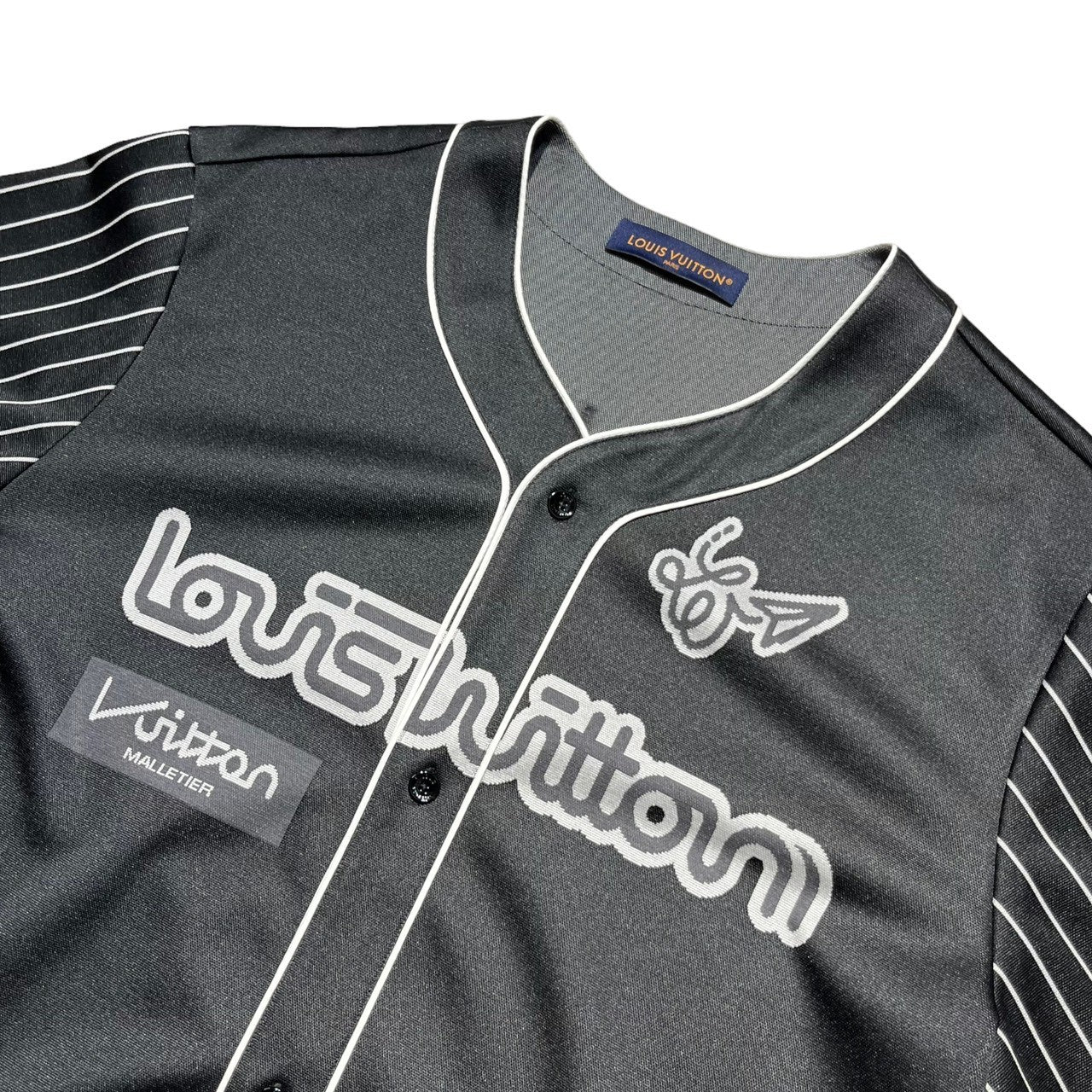 LOUIS VUITTON(ルイヴィトン) 23SS baseball shirt ベースボール シャツ RM231 YN1 HOS83W XL  ブラック ロゴ ナンバリング ストレッチ ジャージー 半袖