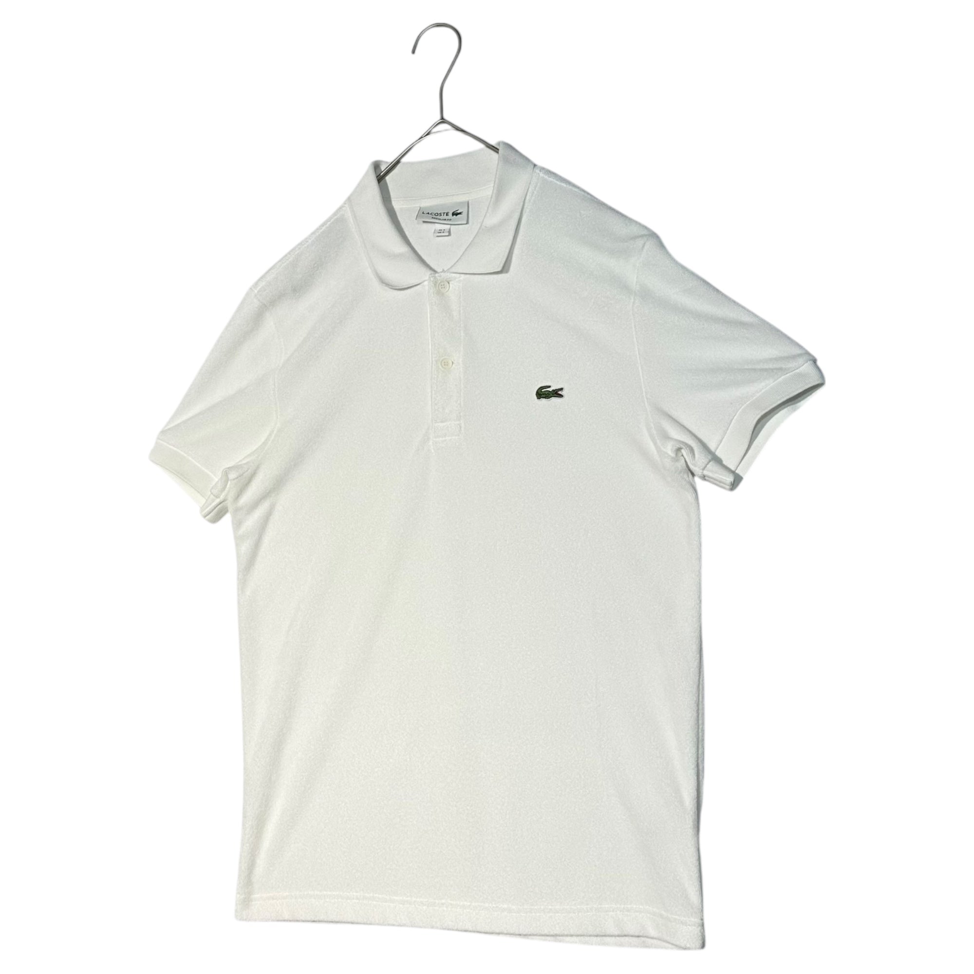 LACOSTE(ラコステ) Cotton Fleece Blend Regular Fit Polo Shirt コットン フリース ブレンド レギュラー フィット ポロシャツ PH5474 US S(JP M程度) ホワイト パイル 生地