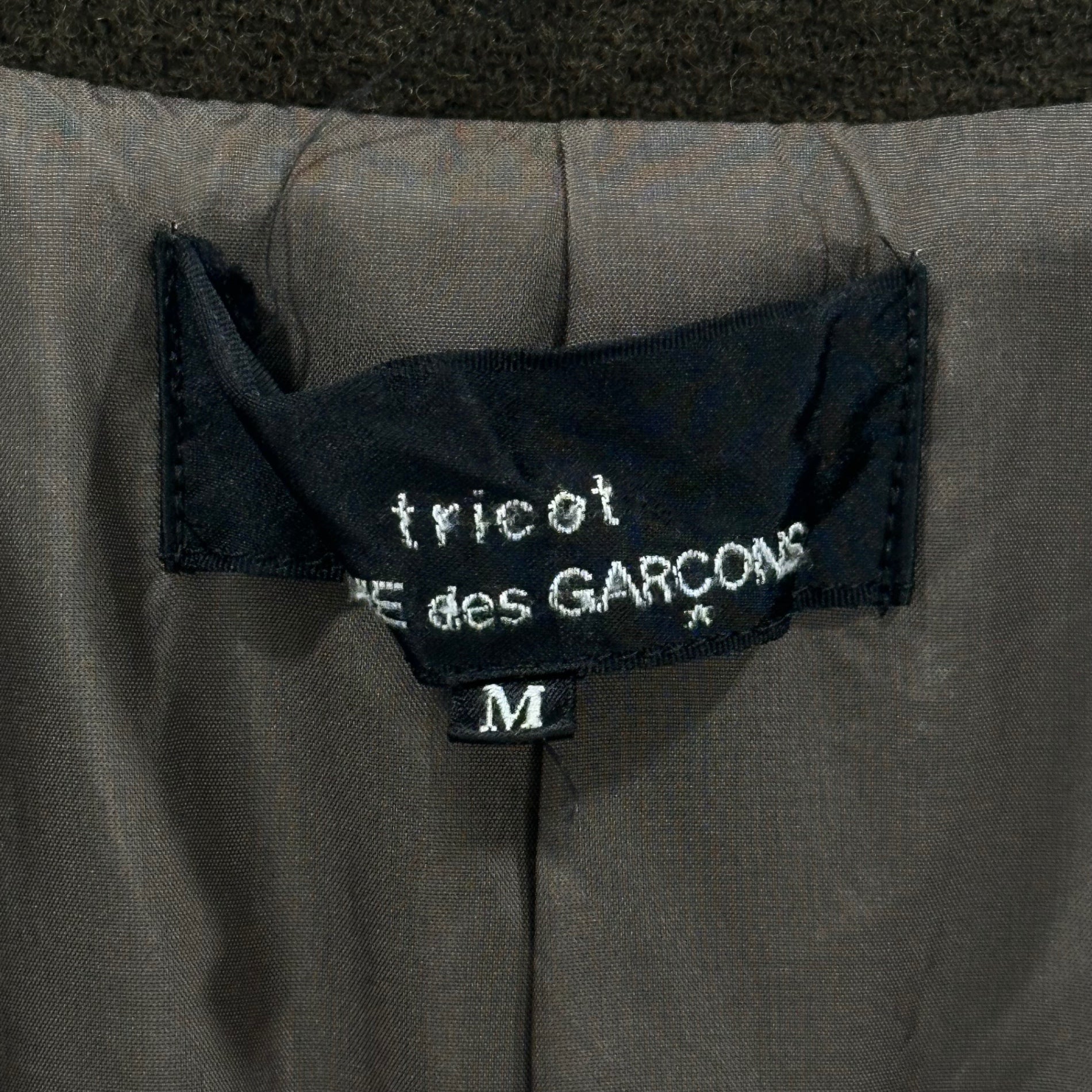 tricot COMME des GARCONS(トリココムデギャルソン) 03AW Crop-Top Big-Button Stand-Collar Wool Coat カットオフ ビッグボタン ステンカラー ウール コート TL-C001 M オリーブ AD2003