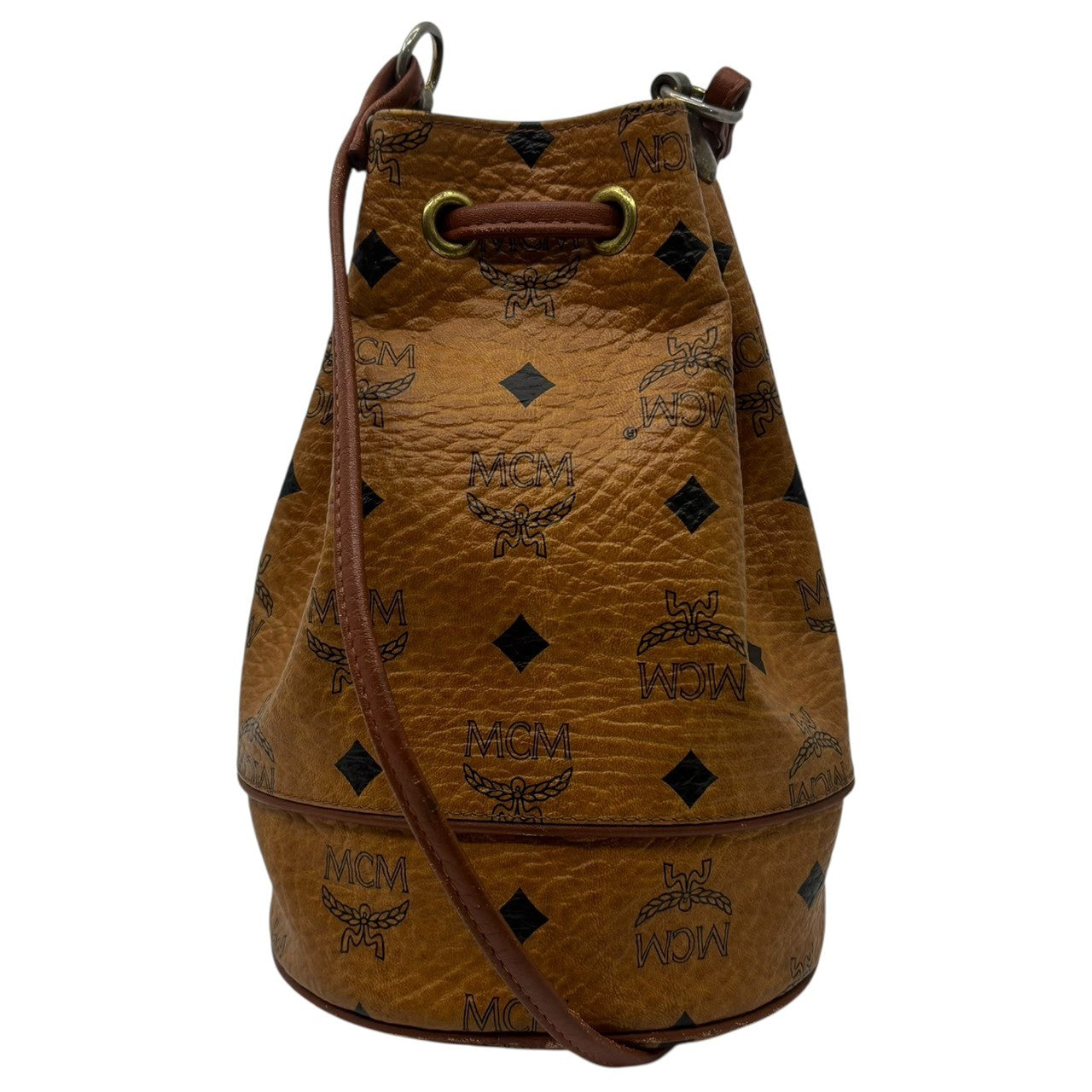 MCM(エムシーエム) Mini Drawstring Shoulder Pouch ミニ 巾着型 ショルダー ポーチ バッグ ブラウン