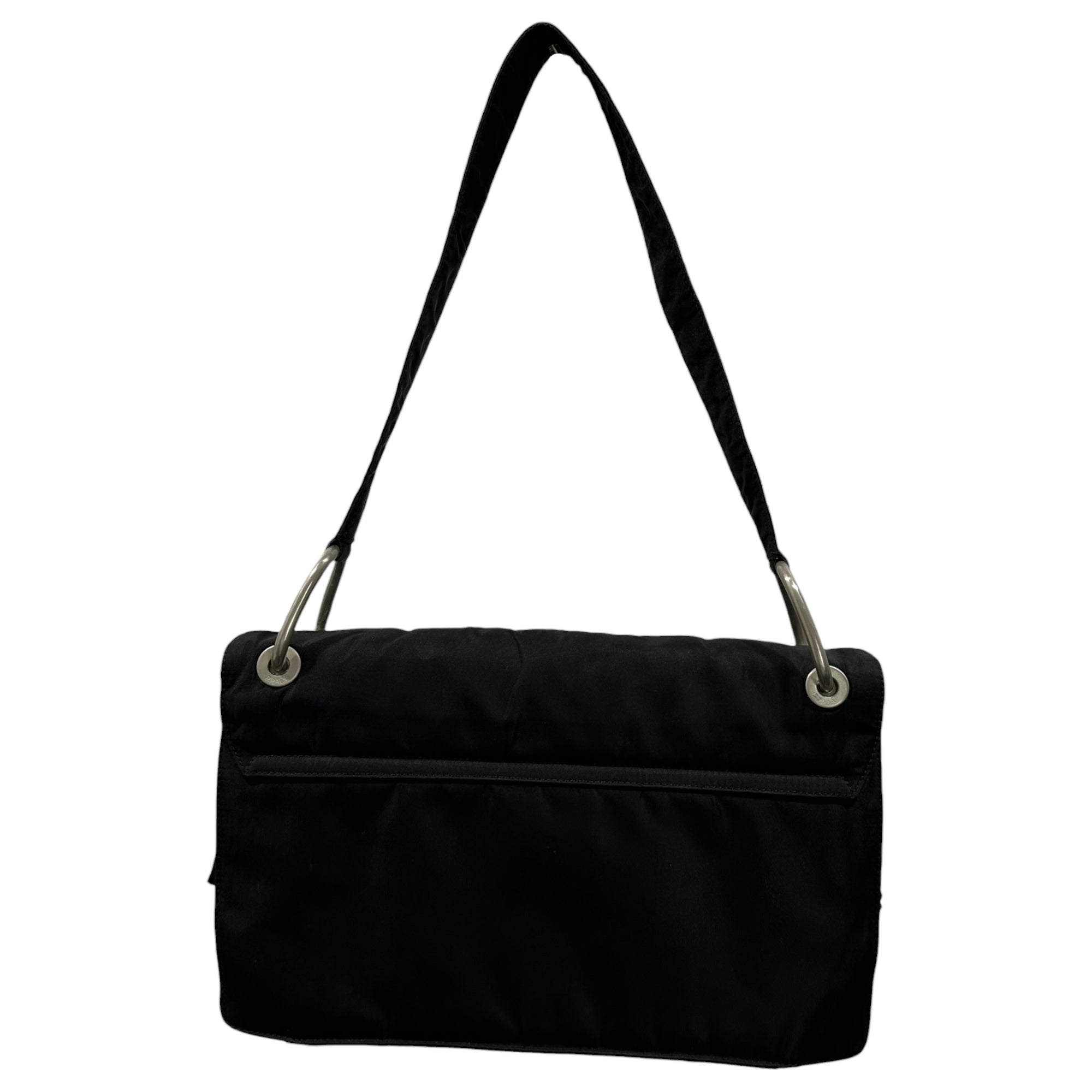 PRADA(プラダ) Nylon One-Shoulder Bag ナイロン ワンショルダー バッグ ブラック スクエア 金具 ロゴ