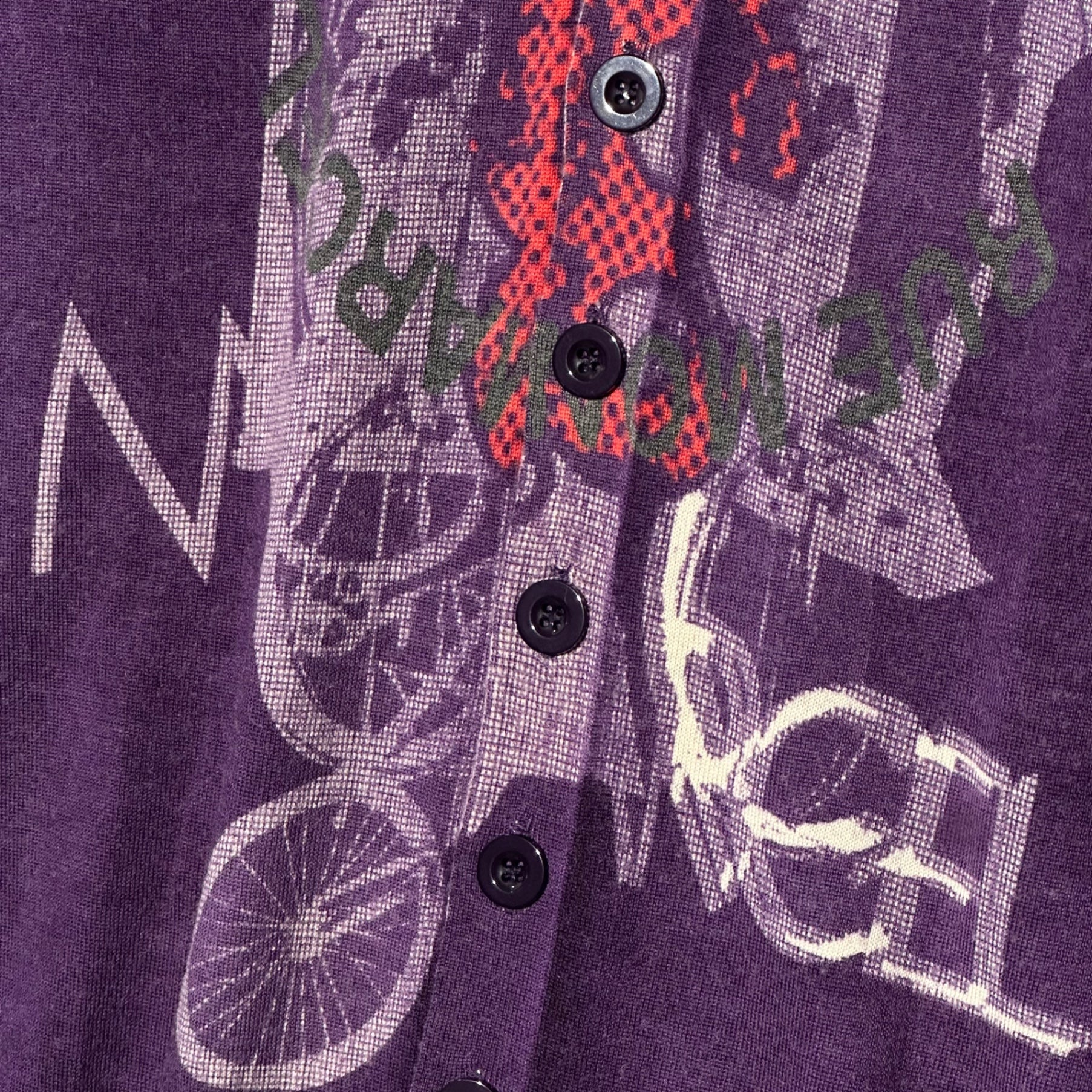 MARITHE FRANCOIS GIRBAUD(マリテフランソワジルボー) 00's Trompe l'oeil Wool Knit Cardigan トロンプルイユ ウール ニット カーディガン M7-8267 L パープル Y2K だまし絵