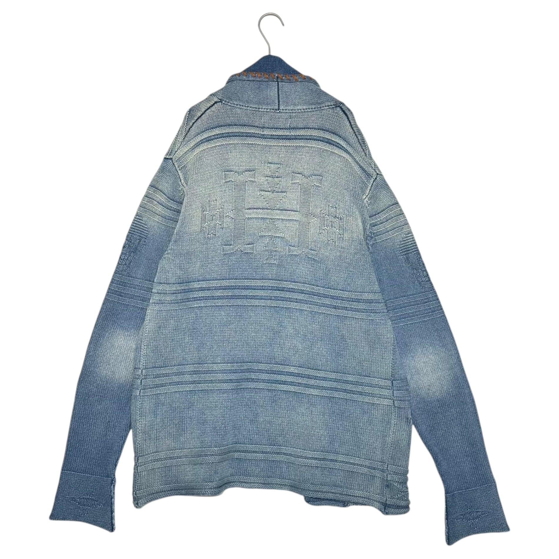 HYSTERIC GLAMOUR(ヒステリックグラマー) 18SS Shawl collar indigo knit cardigan with conchos ショールカラー インディゴ コンチョ付き ニット カーディガン 02181ND02 S インディゴ(ユーズド加工)