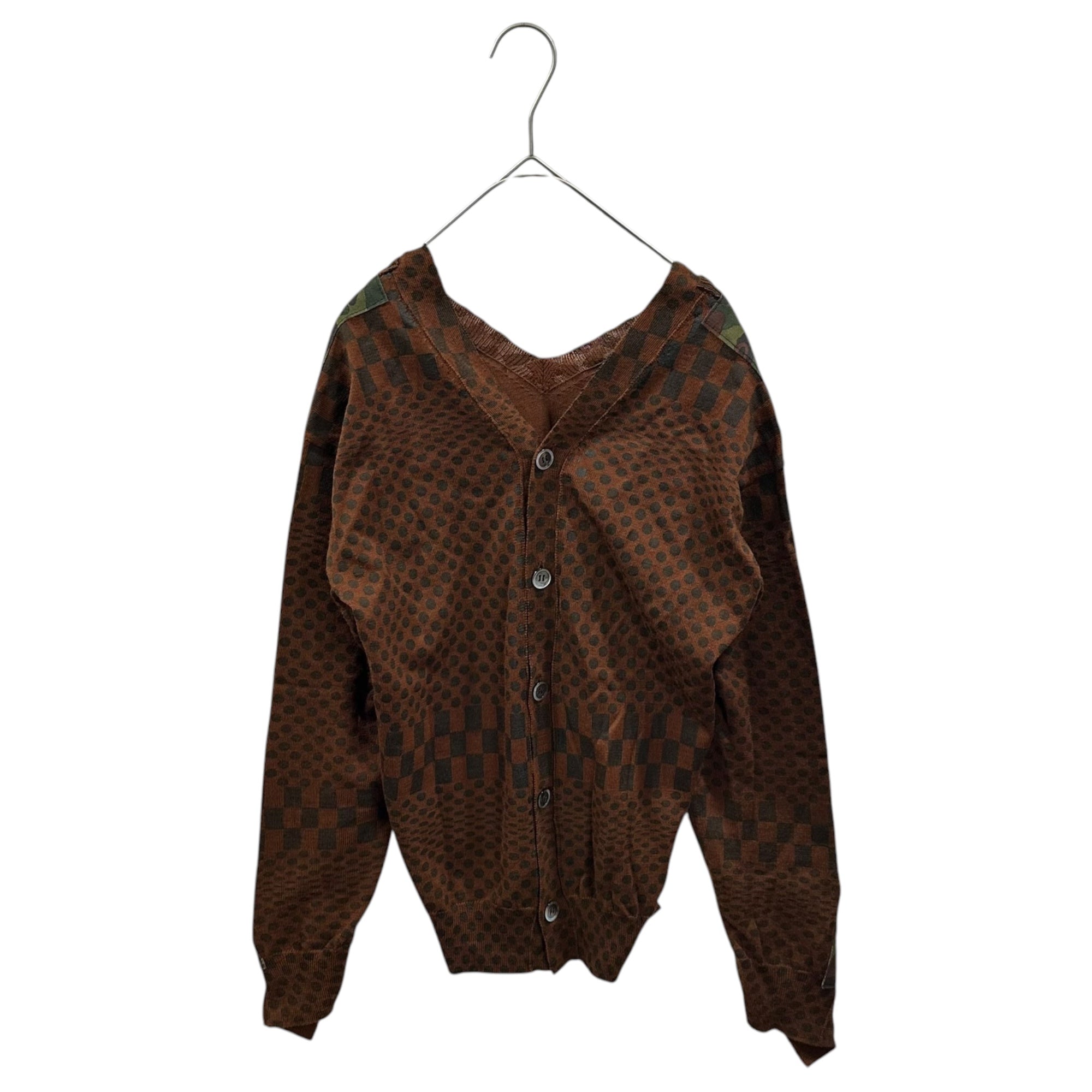 COMME des GARCONS(コムデギャルソン) 2000AW 2-Way All-Over Print Knit Cardigan 前後着用可能 総柄 ニット カーディガン GN-100040 FREE ブラウン×ブラック×カーキ AD2000 カモフラ切替