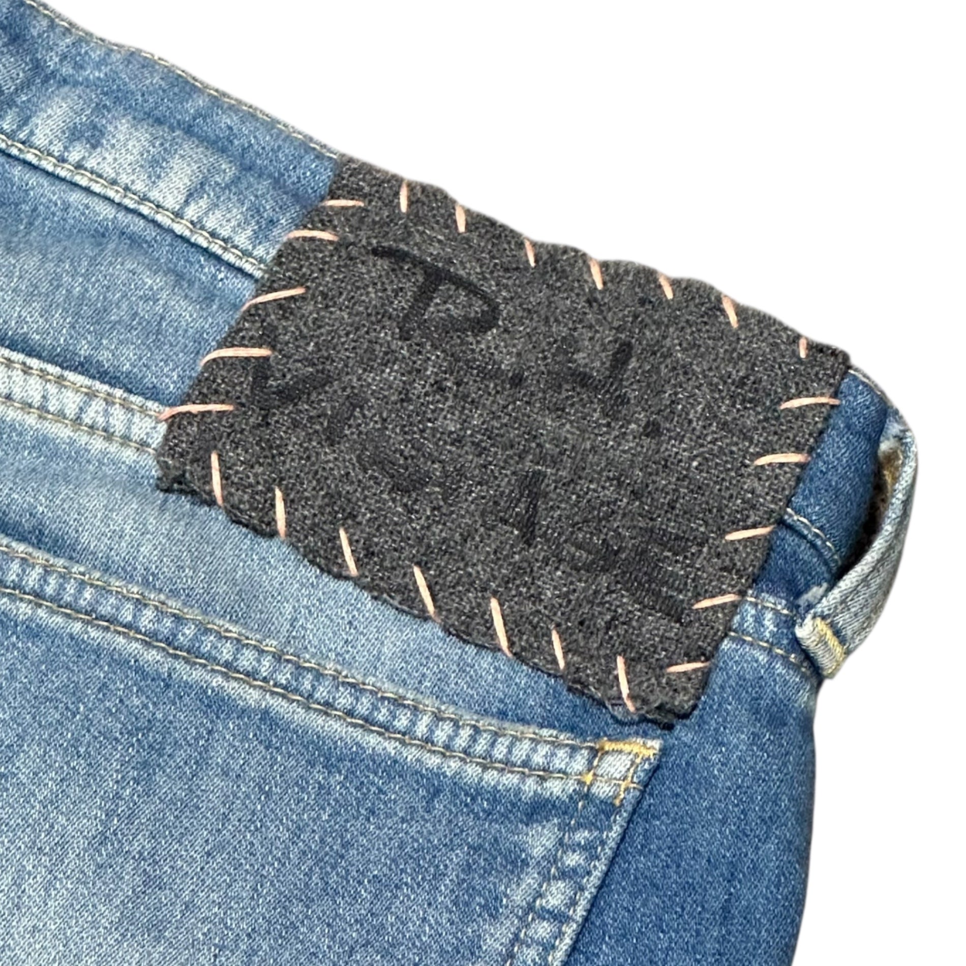 R.H.vintage(ロンハーマンヴィンテージ) Distressed Stretch Denim Pants ダメージ加工 ストレッチ デニム パンツ 422060153-1079 S ライトインディゴ ジョグ ジーンズ