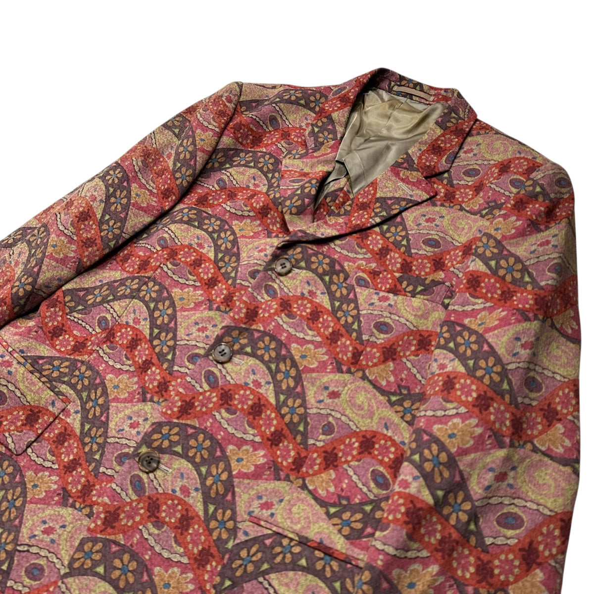 COMME des GARCONS HOMME PLUS(コムデギャルソンオムプリュス) 2001AW Psychedelic Period All-Over Print Tailored Jacket サイケ 期 総柄 テーラード ジャケット PC-J009 M レッド AD2001 00s アーカイブ
