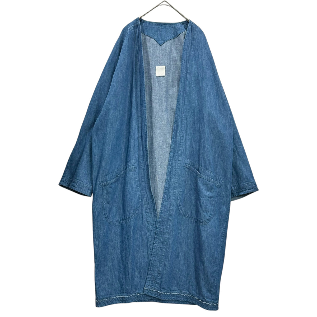 5W(ファイブダブル) 2019SS Gaungi Long - Chambray ガウンギ ロング シャンブレー 19-04-02 2 ライトインディゴ 羽織 ノーカラー コート