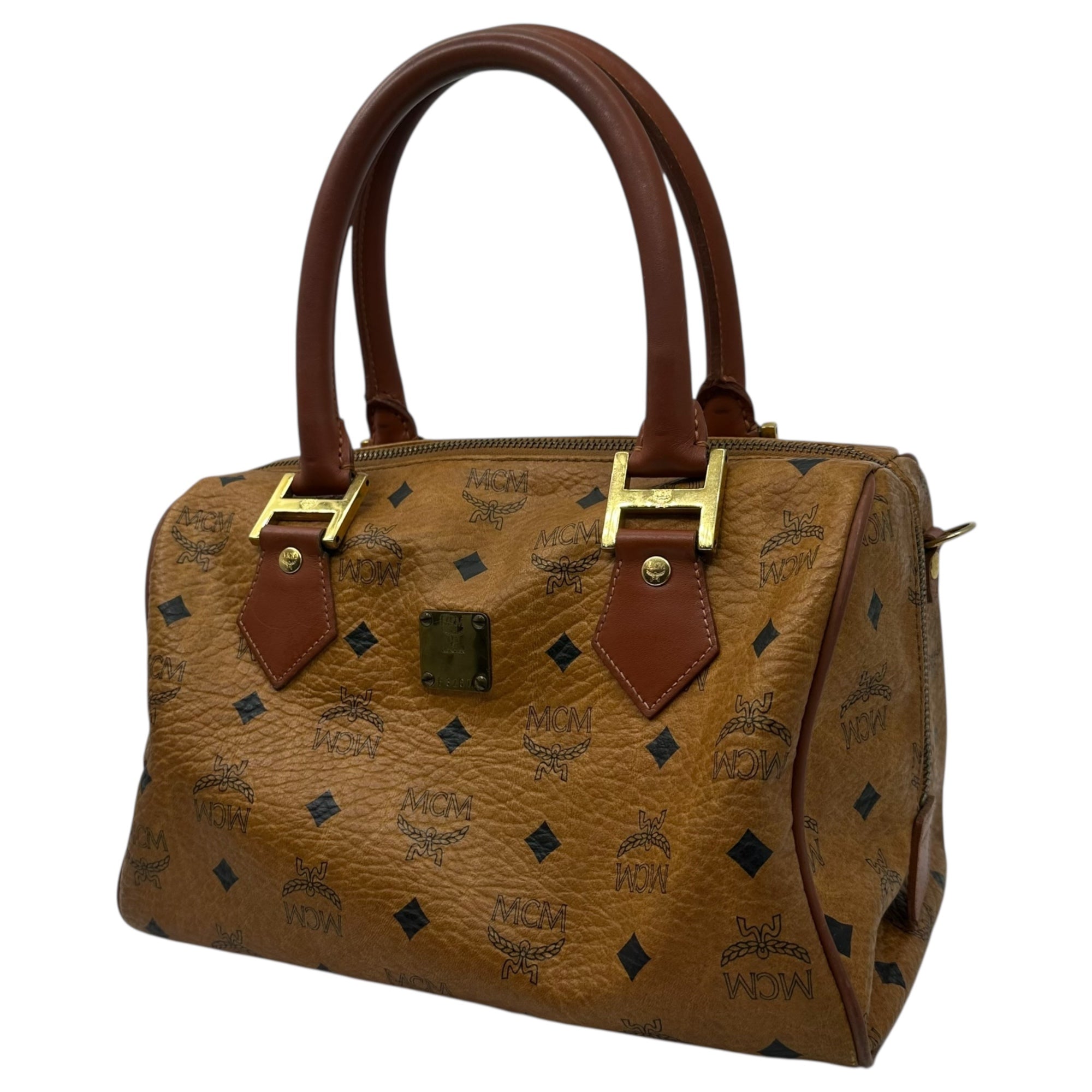MCM(エムシーエム) Monogram Mini Boston Bag モノグラム ミニ ボストン バッグ ブラウン ハンド