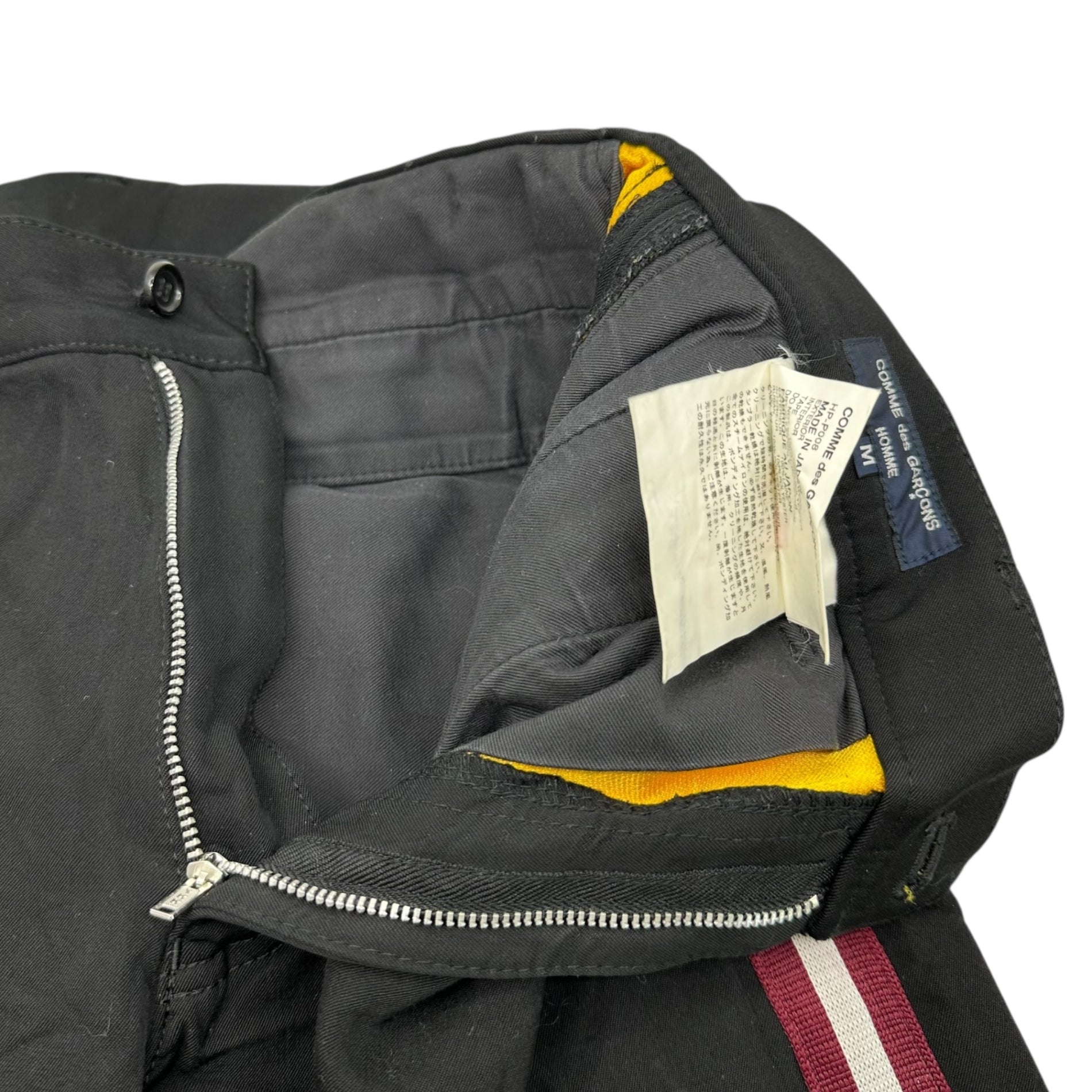 COMME des GARCONS HOMME(コムデギャルソンオム) 05AW Side Line Wool Slacks Pants サイドライン ウール スラックス パンツ HP-P008 M ブラック×ボルドー AD2005