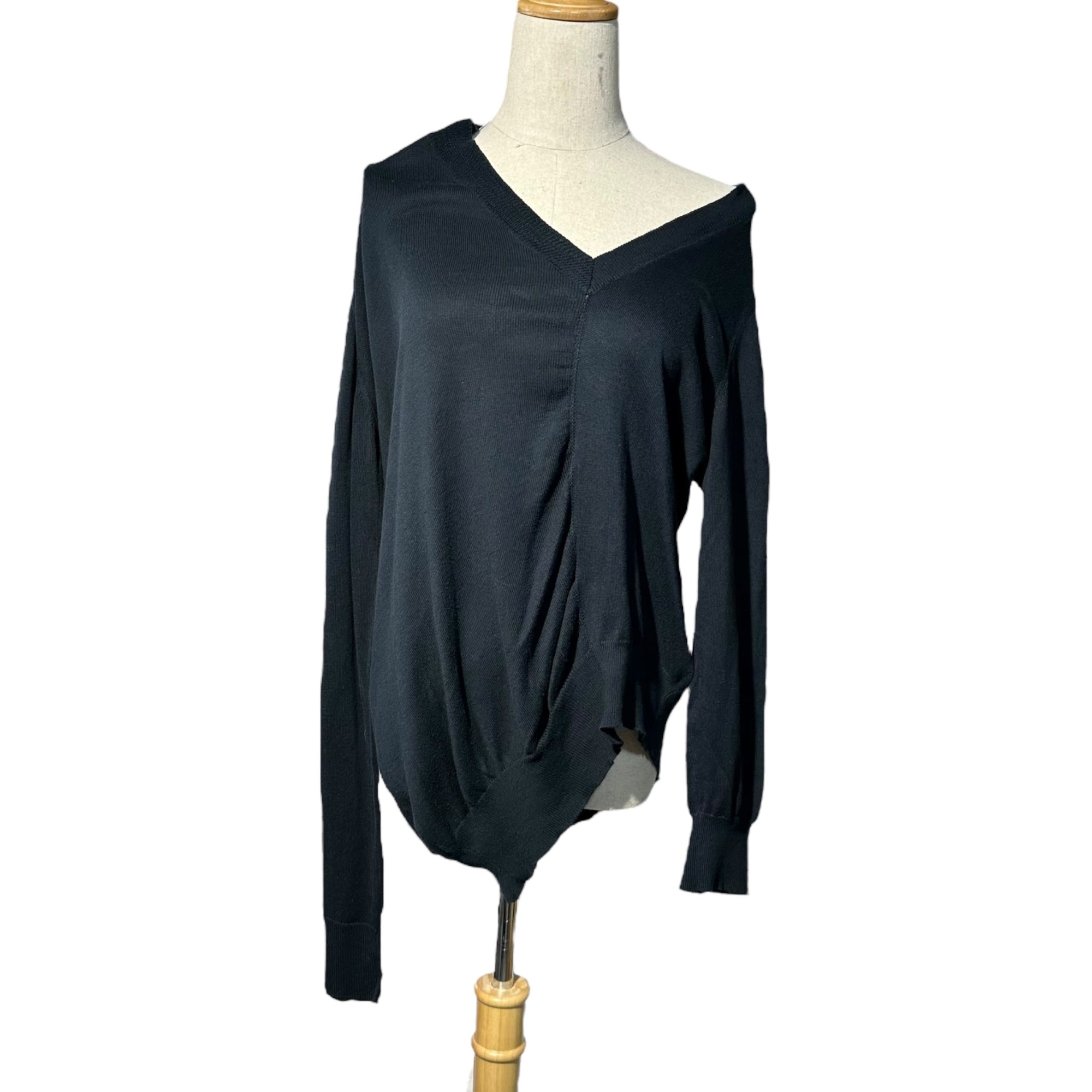 Maison Martin Margiela(メゾン マルタンマルジェラ) 05SS “Distorted” V-neck L/S knit 本人期 歪み Vネック コットン 長袖 ニット XL ネイビー 00’s アーカイブ