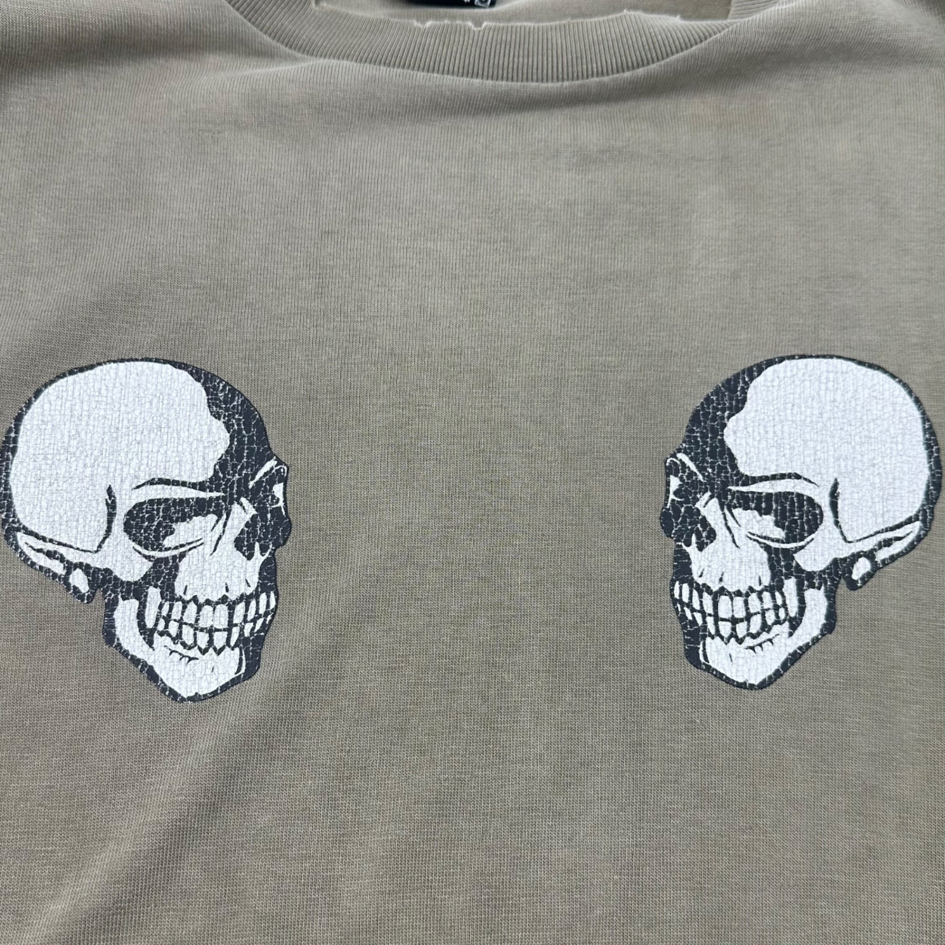 NUMBER (N)INE(ナンバーナイン) 04SS DREAM期 Skull Hockey Damaged T-Shirt スカル ホッケー ダメージ加工 Tシャツ 4(L) チャコールグレー BORO フェード感強め 宮下氏 本人期