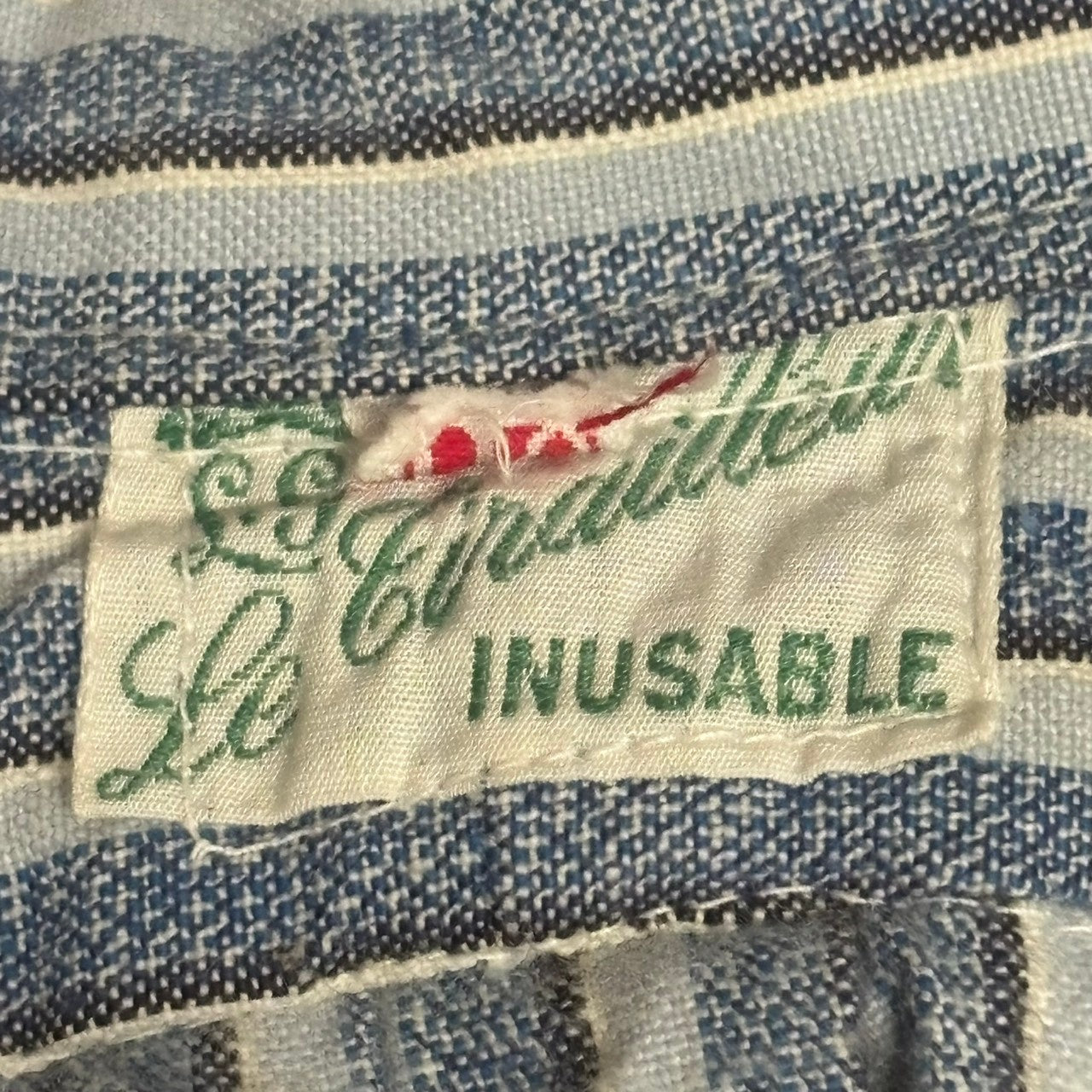 Euro vintage(ヨーロッパヴィンテージ) 30's ”Le Eirauteur” French Striped Grandpa Shirt フランス ストライプ グランパ シャツ 110(L～XL相当) ブルー 推定30年代 アンティーク ワンピース スモック シャツ