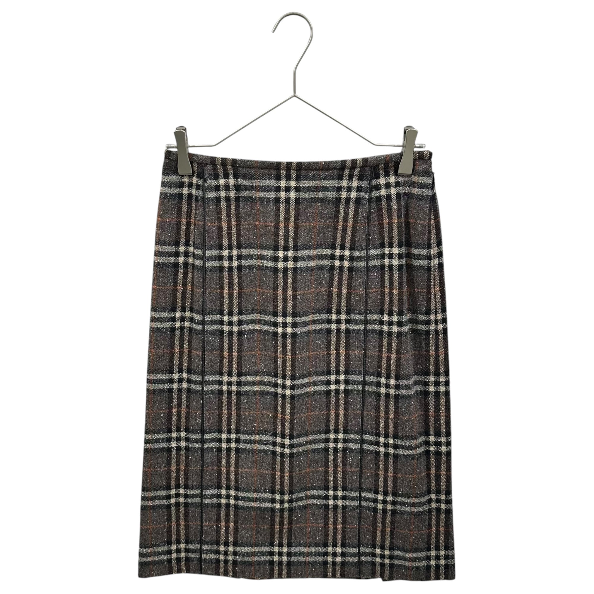BURBERRY LONDON(バーバリーロンドン) Old Check Wool Nép Skirt オールド チェック ウール ネップ スカート FXA18-095 38(M程度) グレー×ブラック×レッド