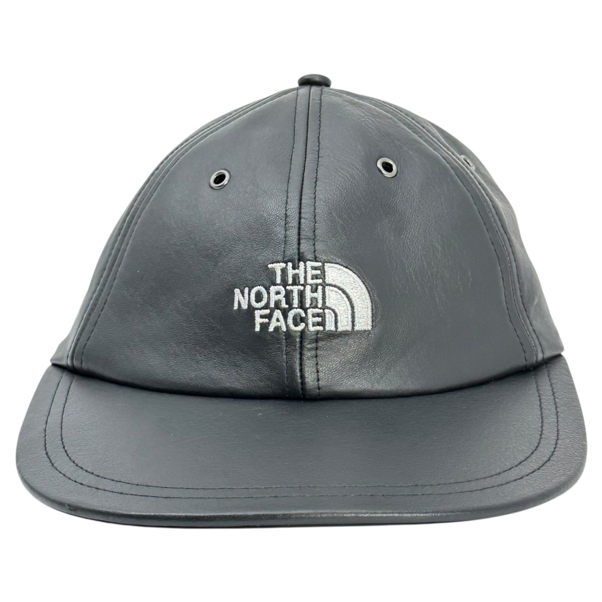 SUPREME×THE NORTH FACE(シュプリーム×ノースフェイス) 18AW Leather 6-Panel Cap レザー 6パネル キャップ NF0A3FG9 ONE ブラック 帽子 本革 コラボ 18FW