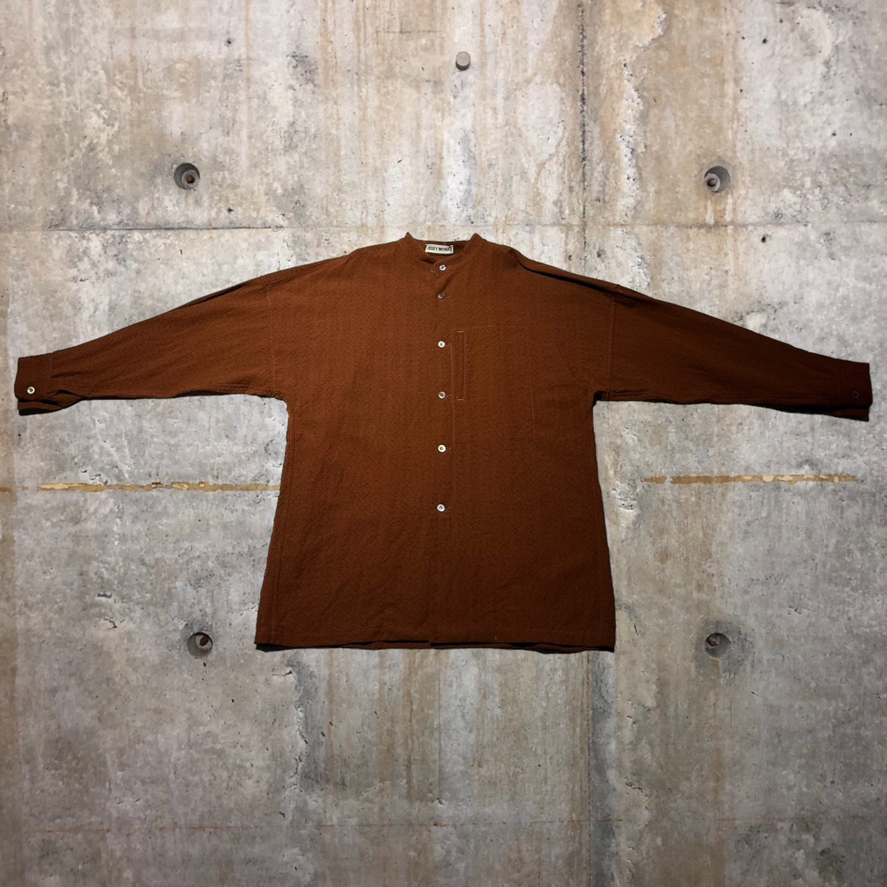 ISSEY MIYAKE(イッセイミヤケ) 90'sバンドカラービッグシャツ 表記なし(L程度) ブラウン