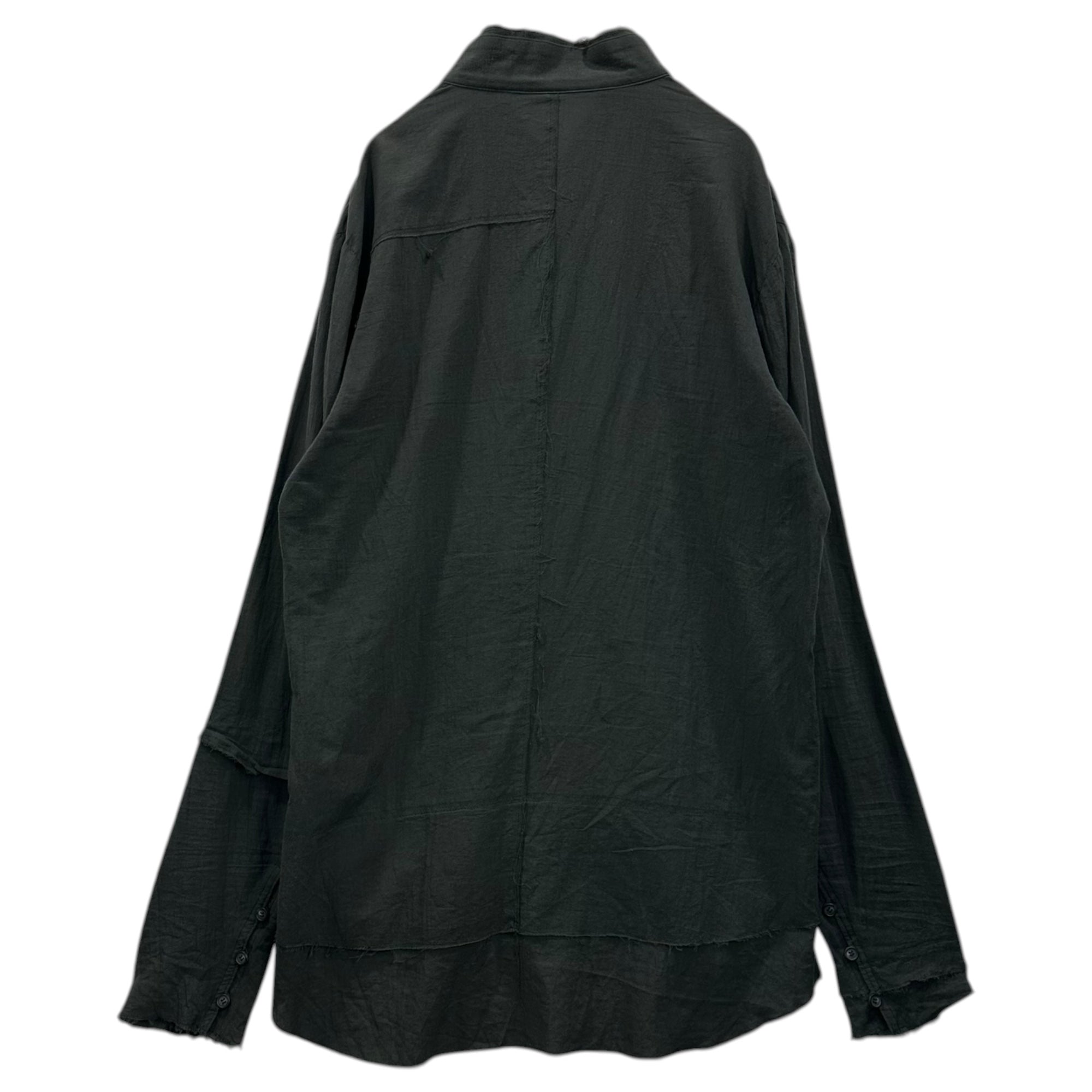 SADDAM TEISSY(サダムテイシー) Silk Cotton Cut Off Shirt シルク コットン カットオフ シャツ ST102-0038S 2 ダークグリーン