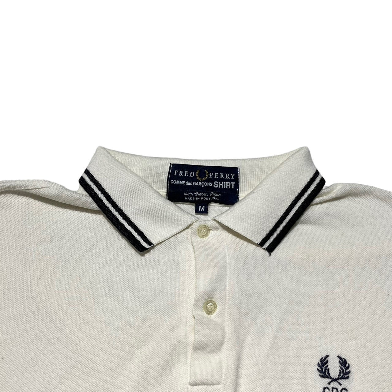 COMME des GARCONS SHIRT × FREDPERRYコムデギャルソンシャツ×フレッドペリー） collaboration polo shirt コラボポロシャツ M ホワイト