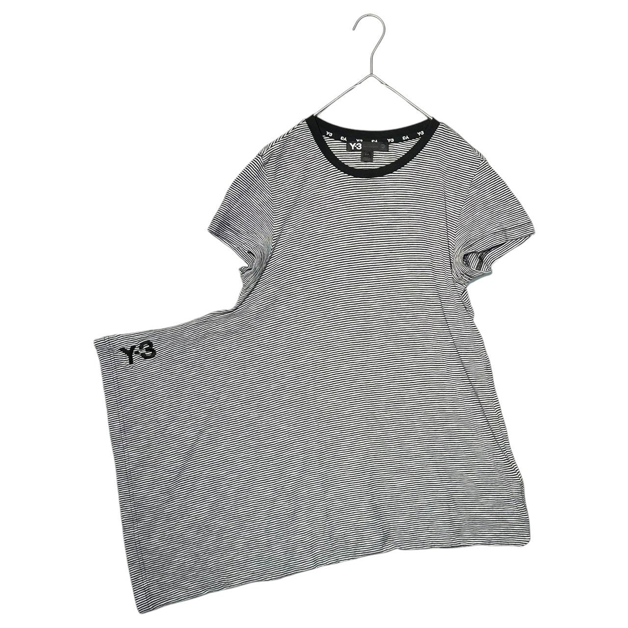 Y-3(ワイスリー) Distorted Border S/S Tee 変形 ボーダー 半袖 Tシャツ E57699 S ホワイト×ブラック