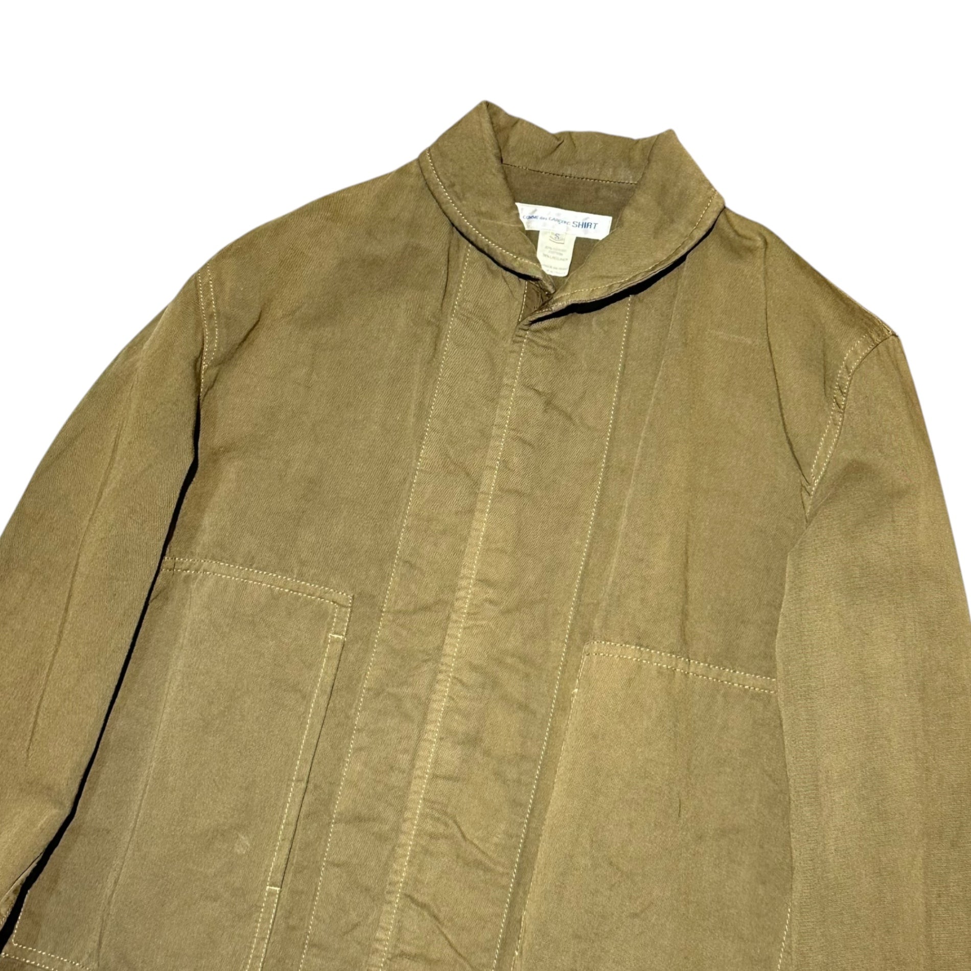 COMME des GARCONS SHIRT(コムデギャルソンシャツ) 00's Product-dyed hook-button round collar short-length military-style jacket  製品染め フックボタン 丸襟 ショートレングス ミリタリー テイスト ジャケット S15107 S カーキ