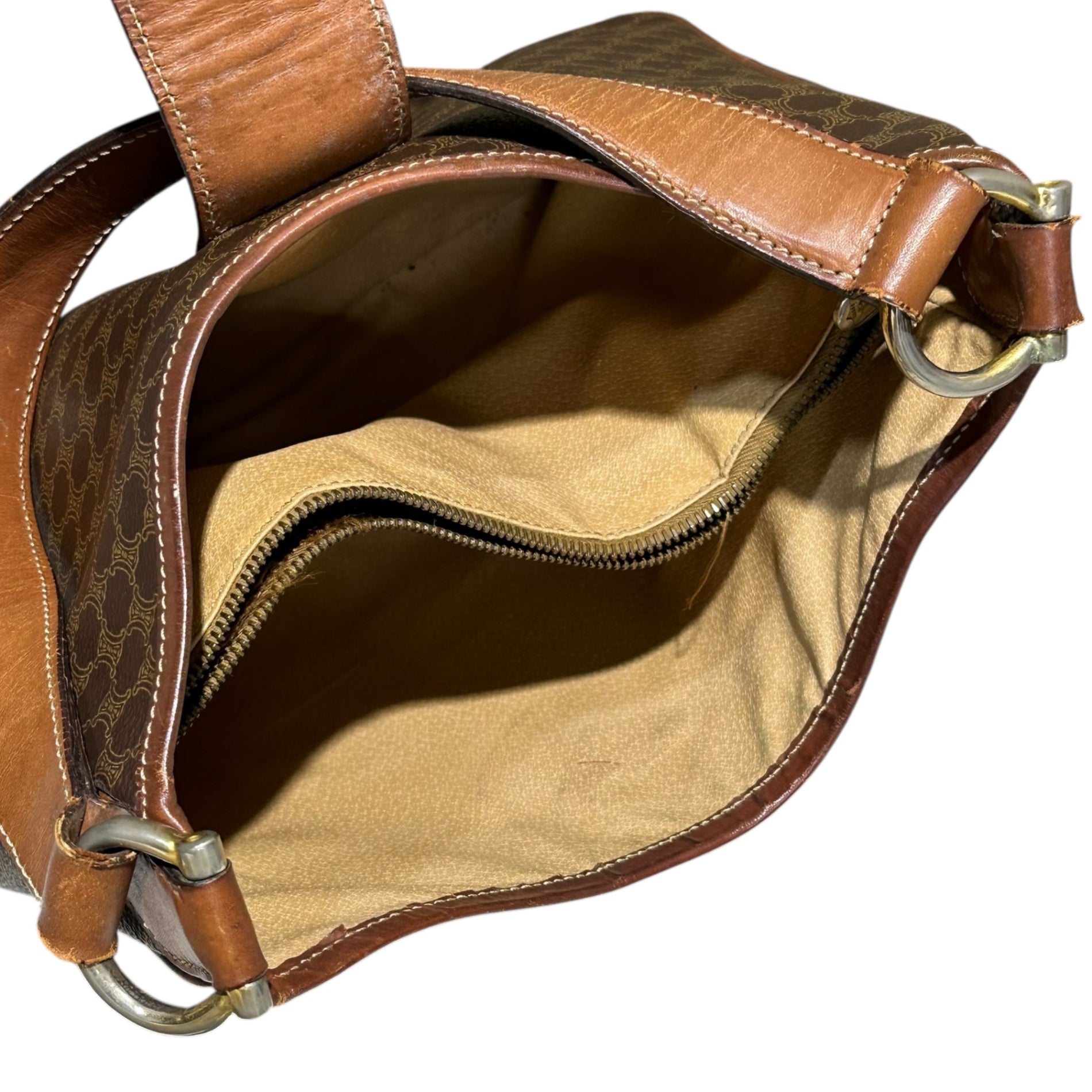 CELINE(セリーヌ) Triumph Turnlock Macadam Pattern Hobo Bag トリオンフ ターンロック マカダム柄 ホーボー バッグ ブラウン ヴィンテージ OLD オールド ワンショルダー ハンド