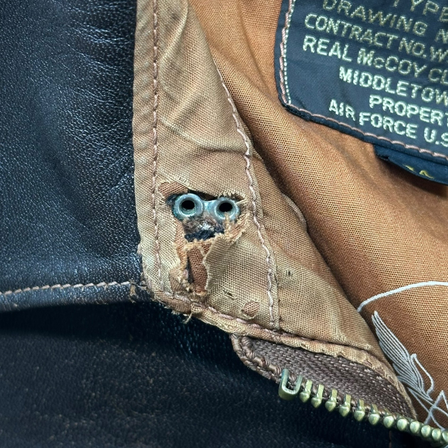 THE REAL McCOY'S(ザリアルマッコイズ) A-2 Leather Flight Jacket レザー フライト ジャケット 30-1415 34(XS程度) ブラウン CONMAR ZIP