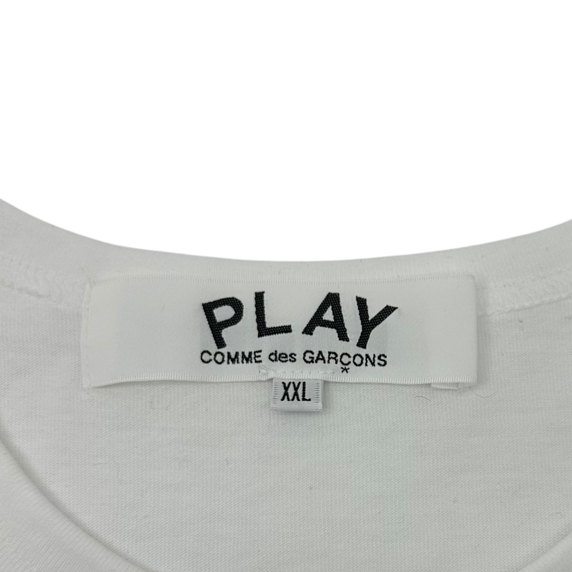 PLAY COMME des GARCONS(プレイコムデギャルソン) 24SS Unisex T-Shirt Printed Black Heart X Studs White スタッズ ハート ロゴ Tシャツ AX-T804 XXL ホワイト
