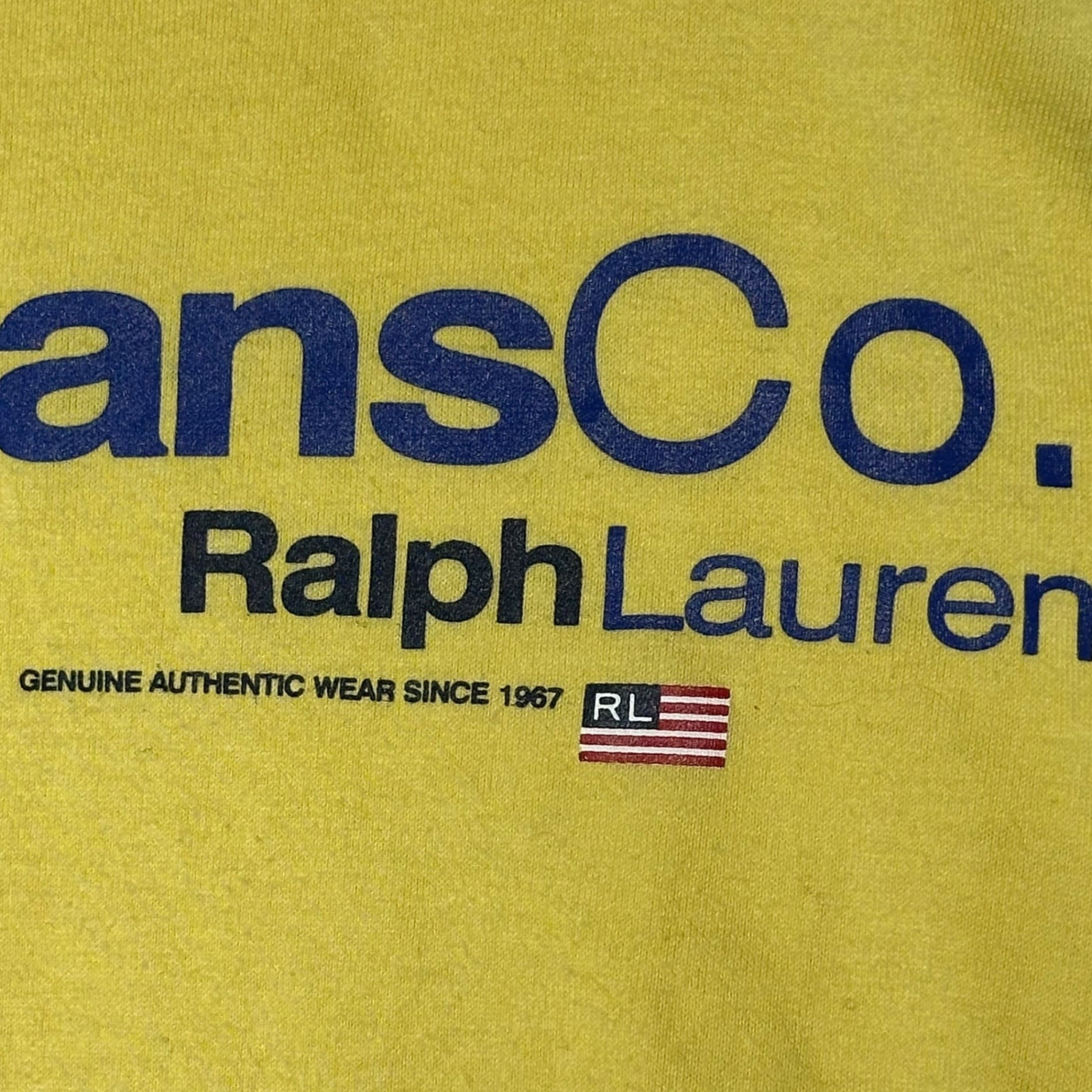 POLO JEANS(ポロジーンズラルフローレン) 90's Front Logo Crew Neck T-Shirt フロント ロゴ クルーネック Tシャツ チビT XS程度 イエロー ナイガイ製