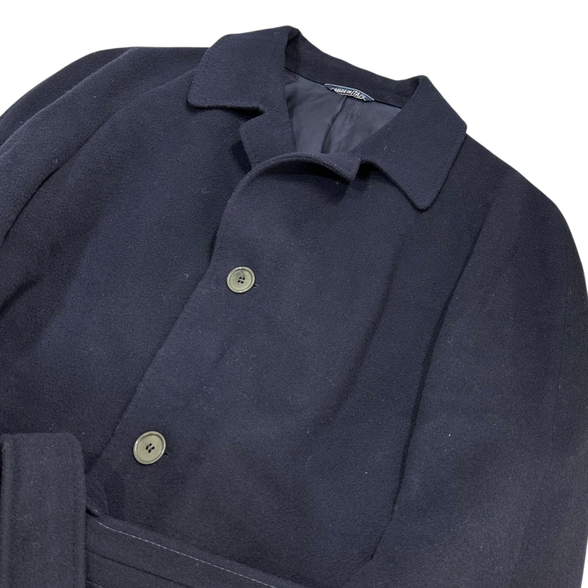 LANVIN(ランバン) 80's~90's Stencil-collar Belted Wool Coat ステンカラー ベルテッド ウール コート 52(XL程度) ネイビー 80年代～90年代 ヴィンテージ