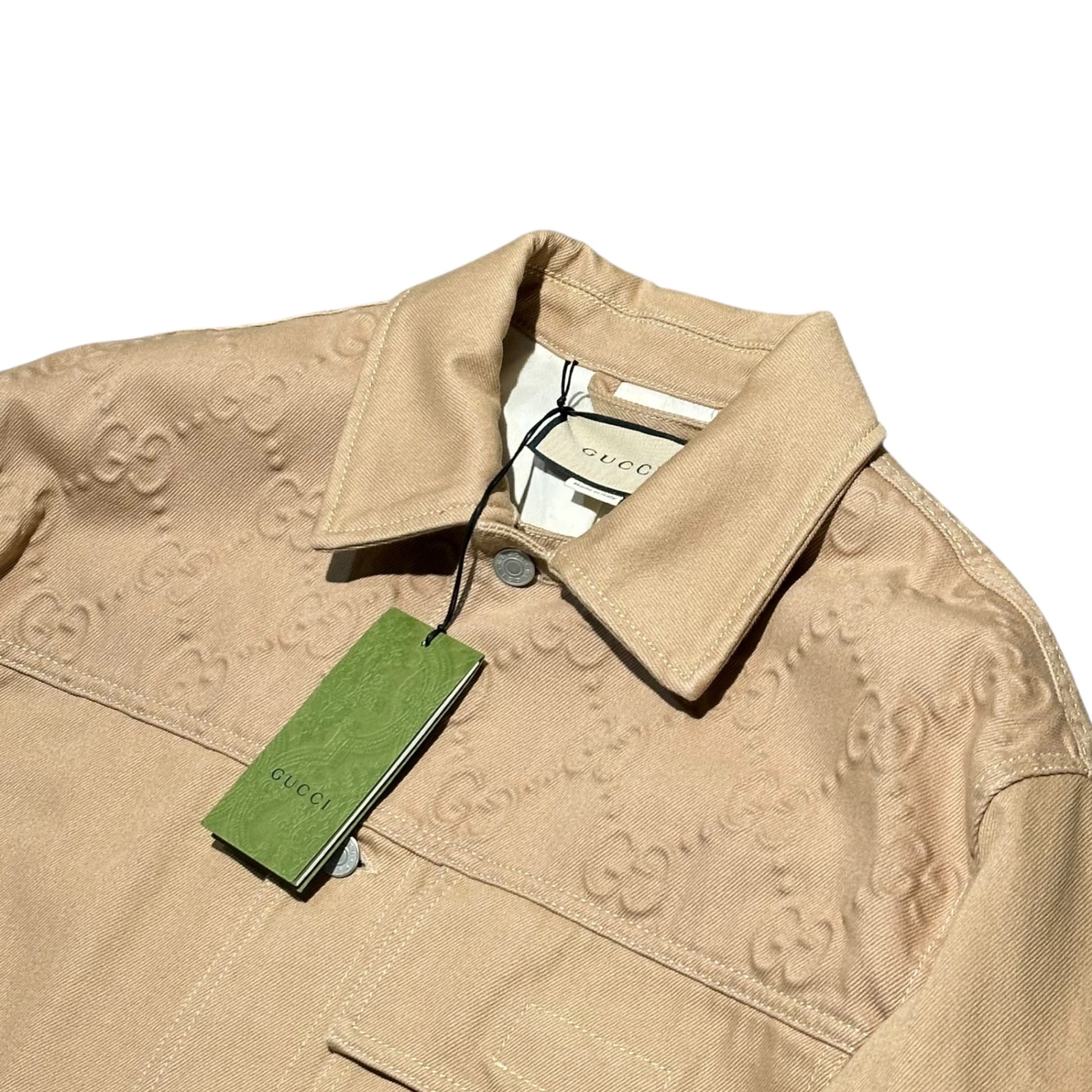GUCCI(グッチ) 24SS GG Detail Organic Denim Jacket 型押し オーガニック デニム ジャケット 766128 46(M程度) ベージュ エンボス カバオール