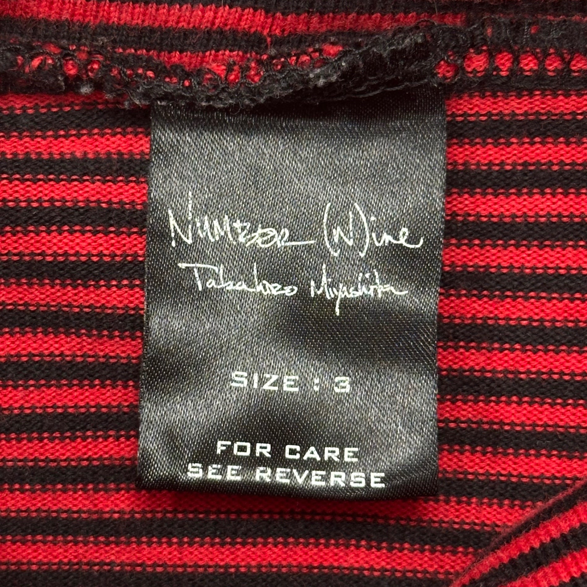NUMBER (N)INE(ナンバーナイン) 2005AW ”THE HIGH STREETS” Turtleneck Striped L/S T-Shirt ハイストリート期 タートルネック ボーダー 長袖 カットソー 3 レッド×ブラック 00's