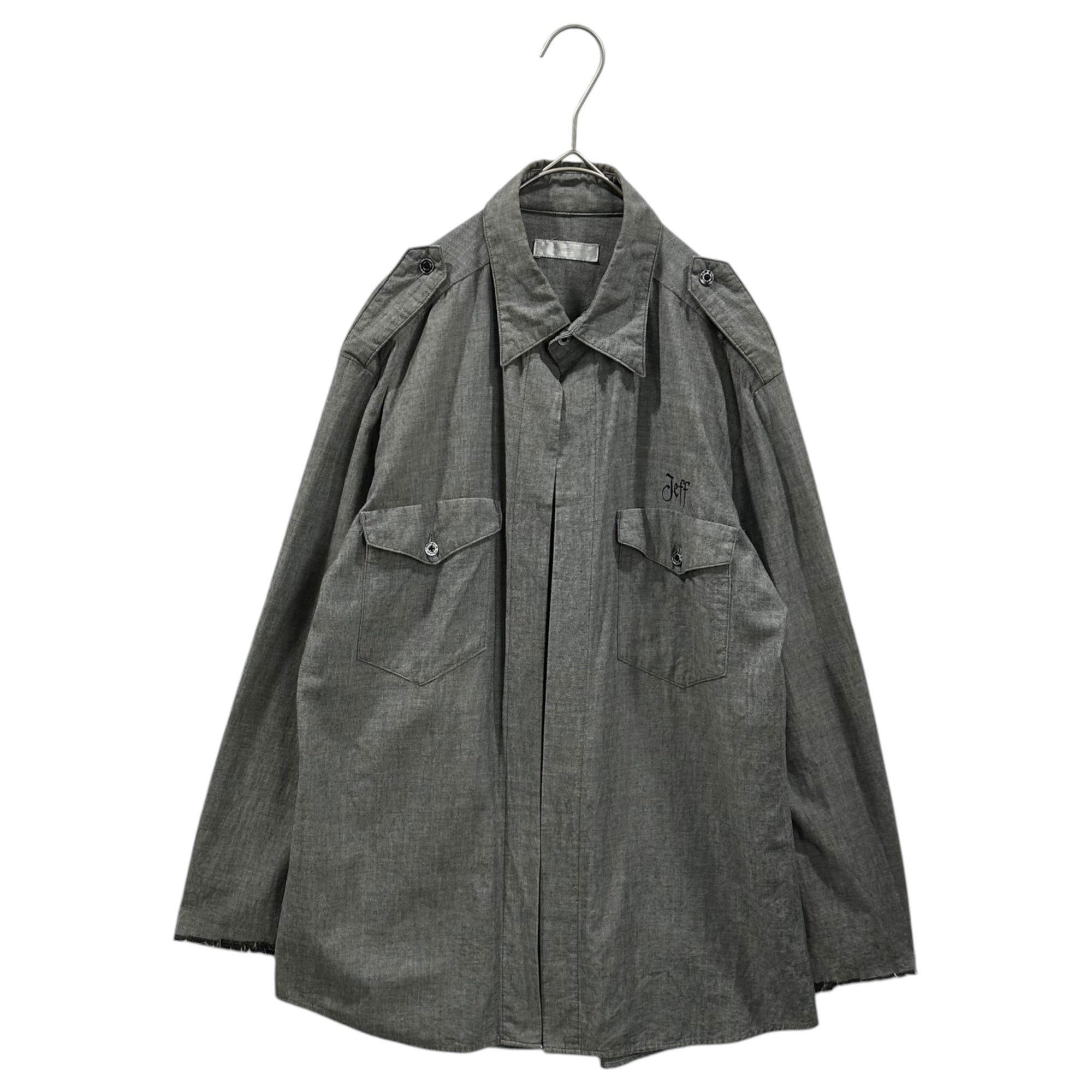 NUMBER (N)INE(ナンバーナイン) 2001SS Jeff Buckley Skull L/S Shirt ジェフ バックリー スカル 長袖 シャツ 3(M) グレー MYSTERY WHITE BOY 切りっ放し 宮下貴裕 アーカイブ