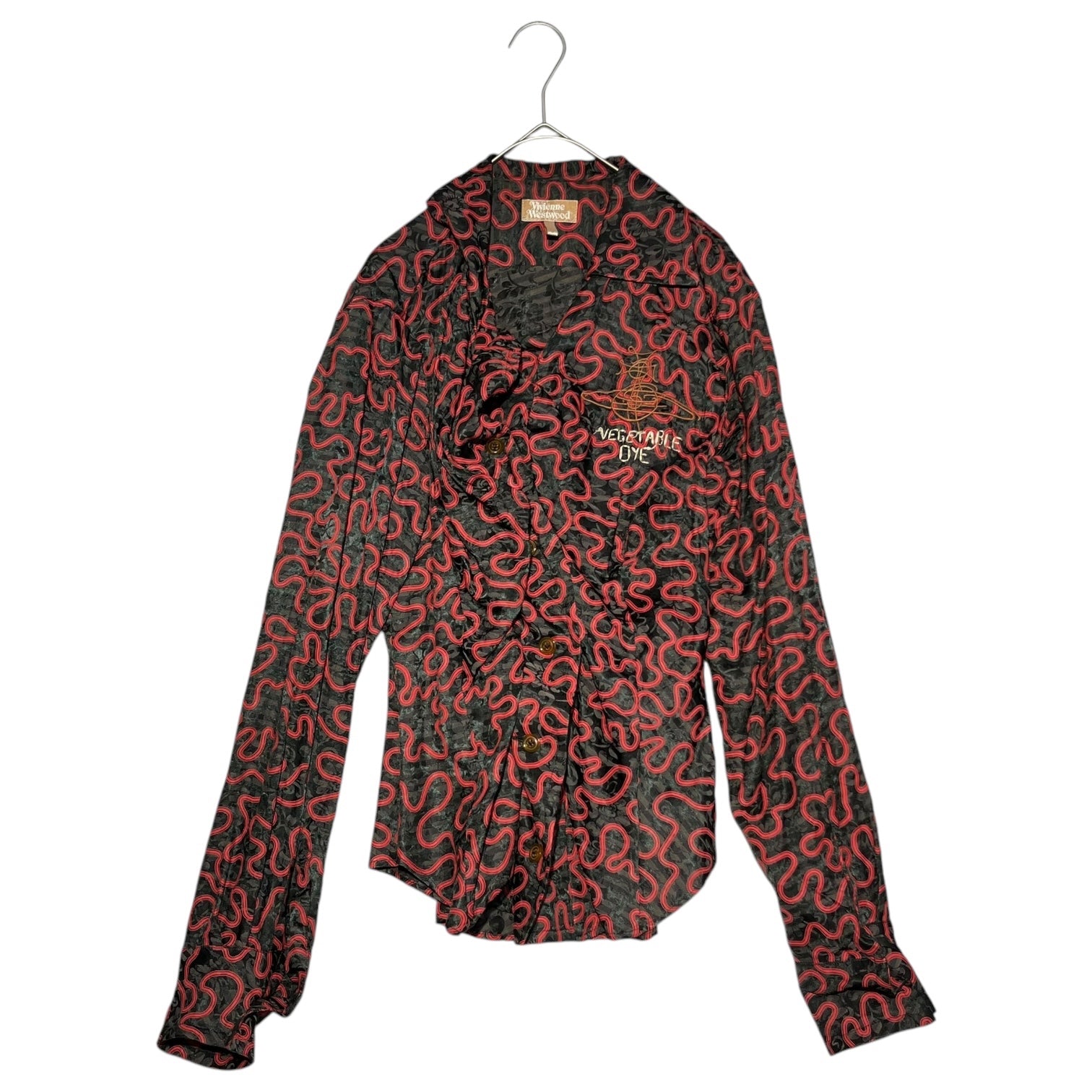 Vivienne Westwood(ヴィヴィアンウエストウッド) Italian made all-over chest stitching jacket イタリアメイド 総柄 胸ステッチ ジャケット UK12 ブラック×レッド