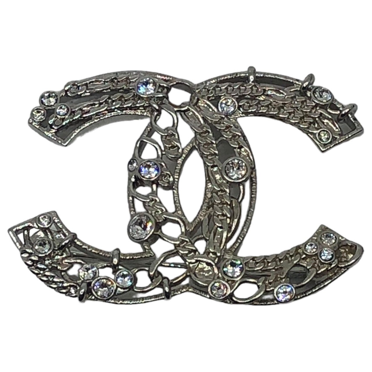 CHANEL(シャネル) 2021 rhinestone coco mark brooch ランストーン ココマーク ブローチ シルバー 箱付