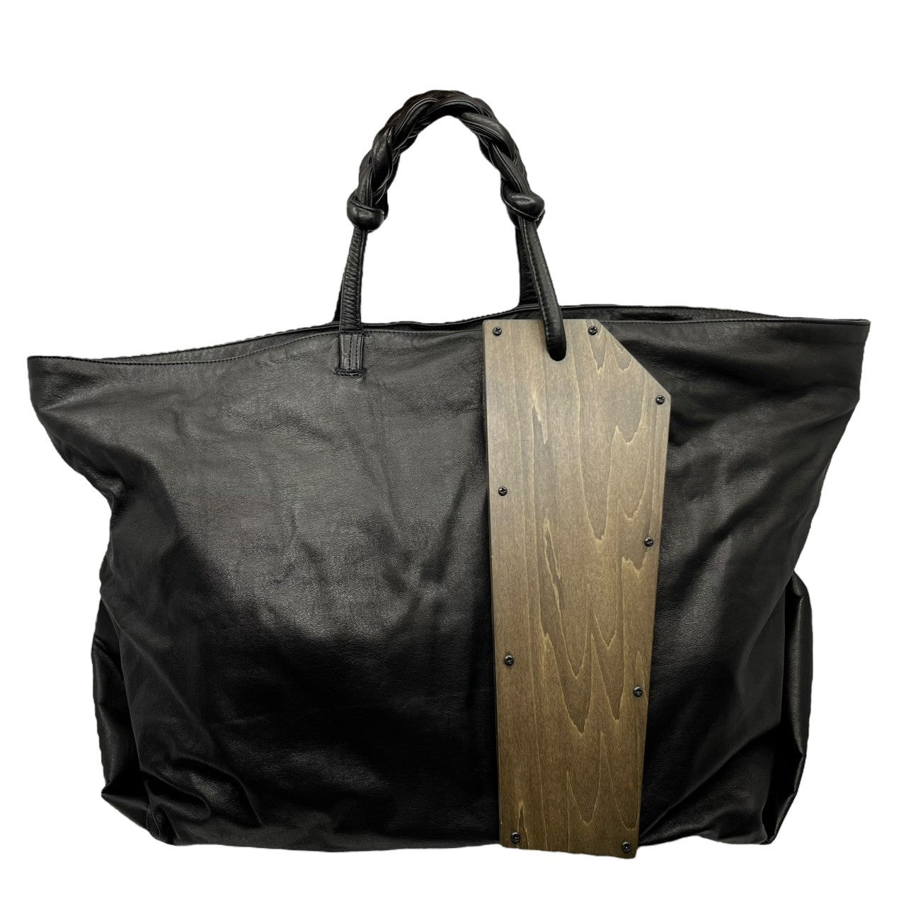 discord Yohji Yamamoto(ディスコード ヨウジヤマモト) 22SS NAMU Tote ナム 木製パネル レザー トート バッグ DG-I43-780 ブラック