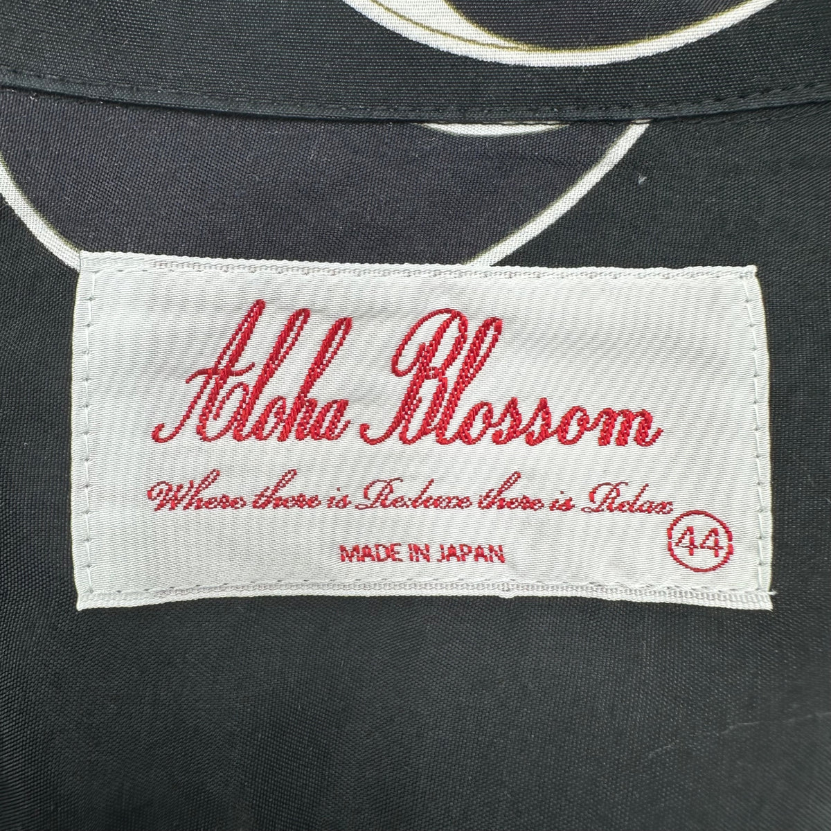 Aloha Blossom(アロハブロッサム) YING&YANG SHORT SLEEVE BLACK 陰陽 アロハ シャツ 44 ブラック×ホワイト 半袖 オープンカラー レーヨン