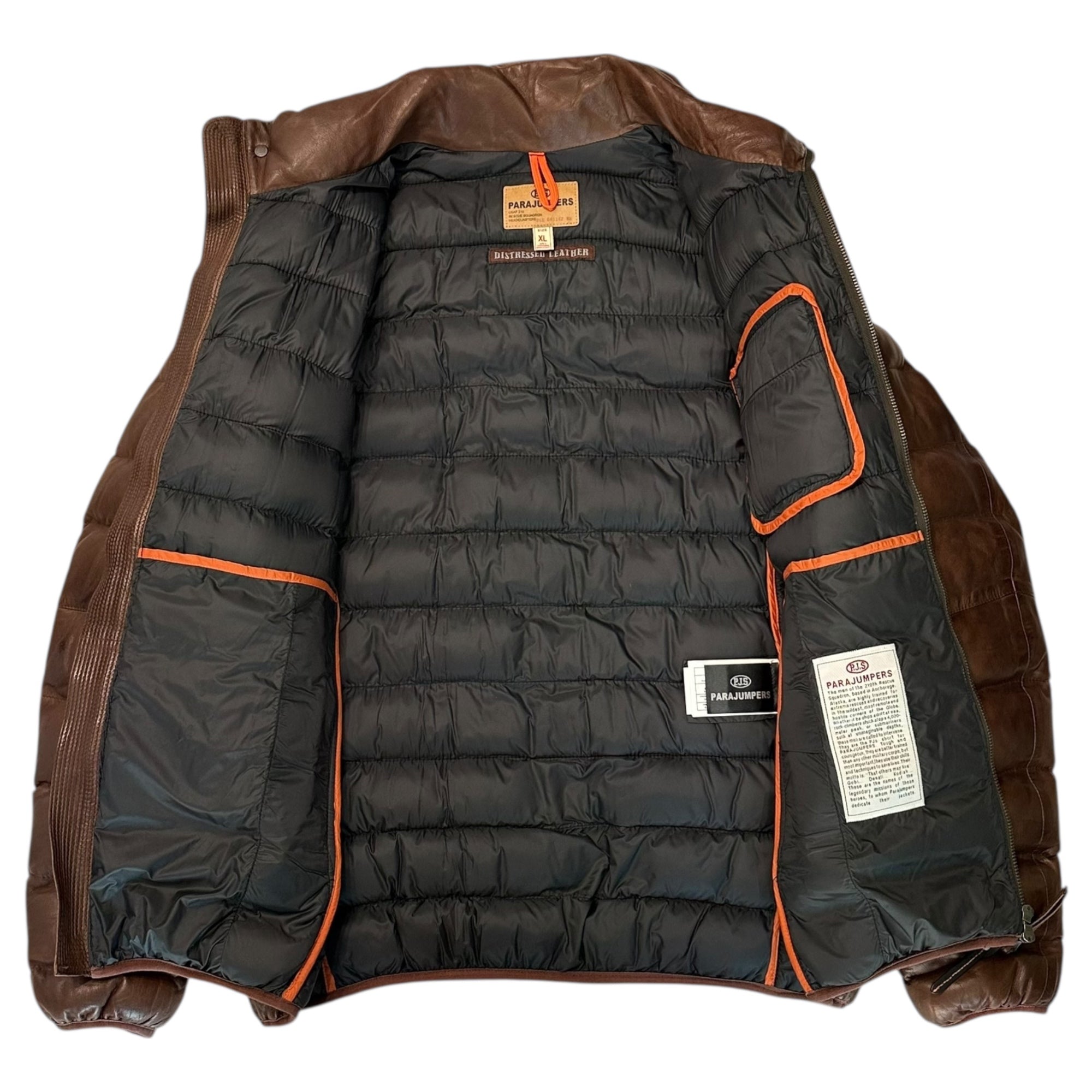 PARAJUMPERS(パラジャンパーズ) Lamb Leather Quilted Padded Jacket ラムレザー キルティング パテッド ジャケット 15WMPMJCKLE02 XL ブラウン 中綿