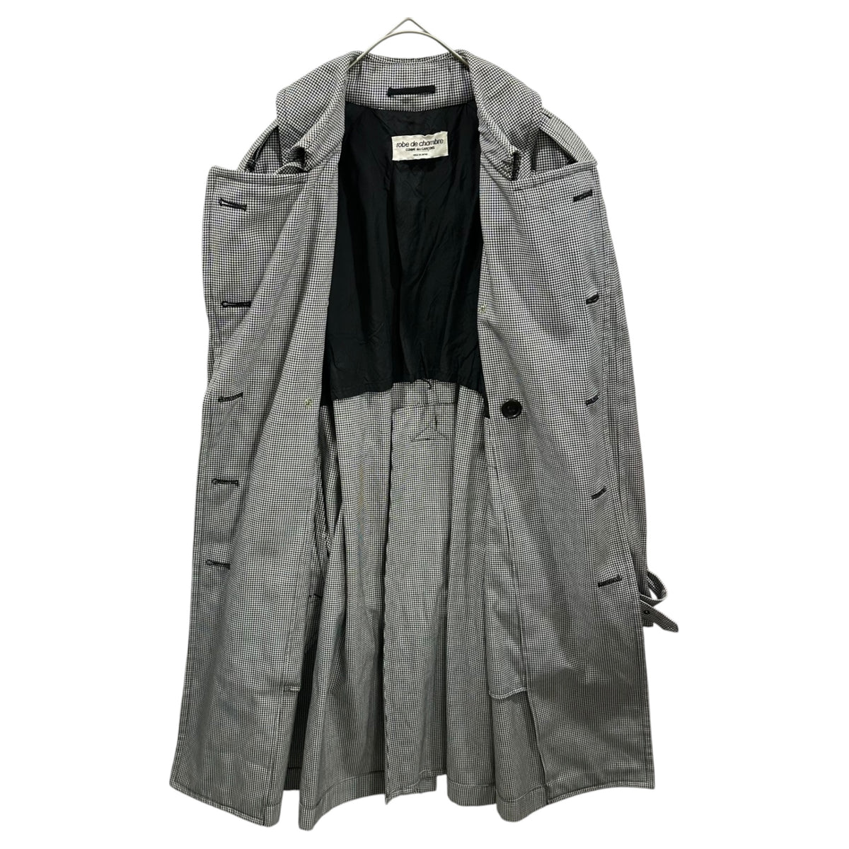 robe de chambre COMME des GARCONS(ローブドシャンブルコムデギャルソン) 1990's Houndstooth trench coat 千鳥柄 トレンチ コート RC-040050 表記無(M程度) ホワイト×ブラック 90年代 AD1996