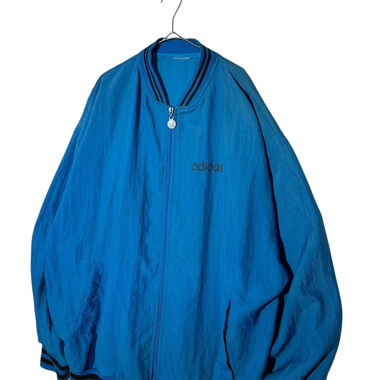 adidas(アディダス) 80's Trefoil Logo Nylon Blouson トレフォイユ ロゴ ナイロン ブルゾン 表記無(L程度) ブルー 推定80年代 ヴィンテージ ジャケット ジャージ