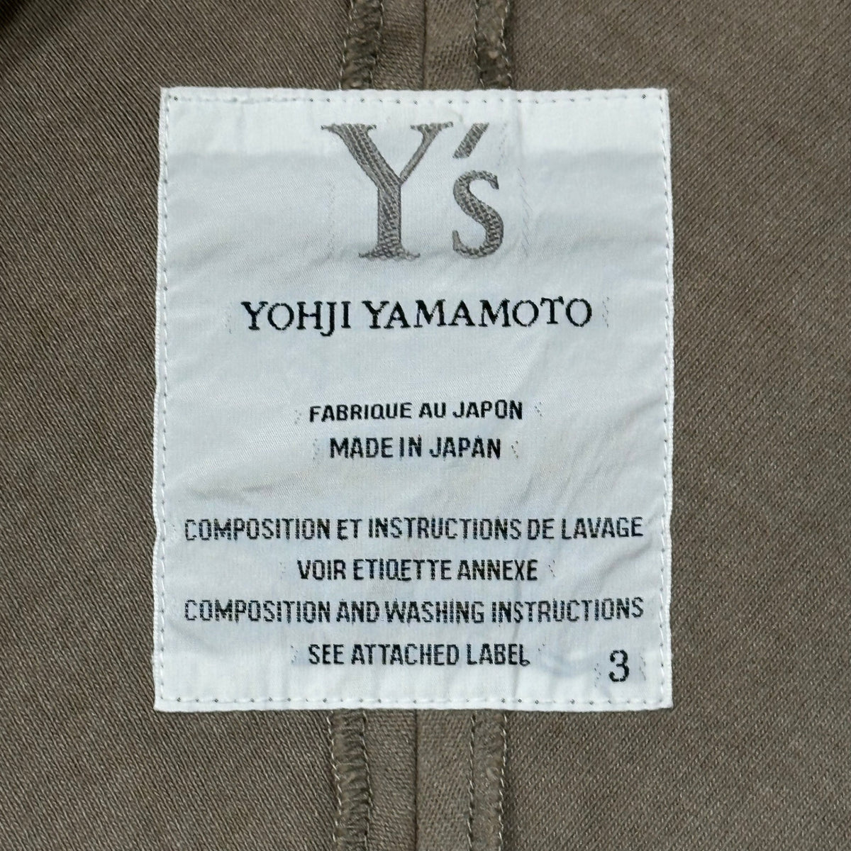 Y's(ワイズ) Raw-Edge Zip-Fly Front Jacket 切りっ放し ジップ フライ フロント ジャケット YX-T36-062 3 ベージュ×ホワイト