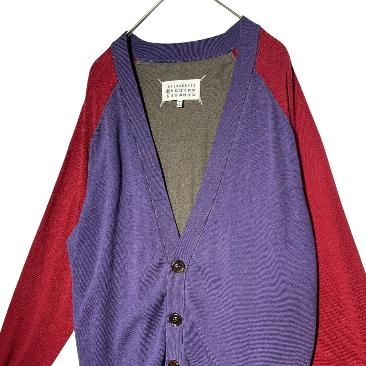 Maison Martin Margiela(メゾン マルタンマルジェラ) 15SS Multicolor V-neck cardigan マルチカラー Vネック カーディガン S50HA0576 S パープル×レッド×ブラウン ニット