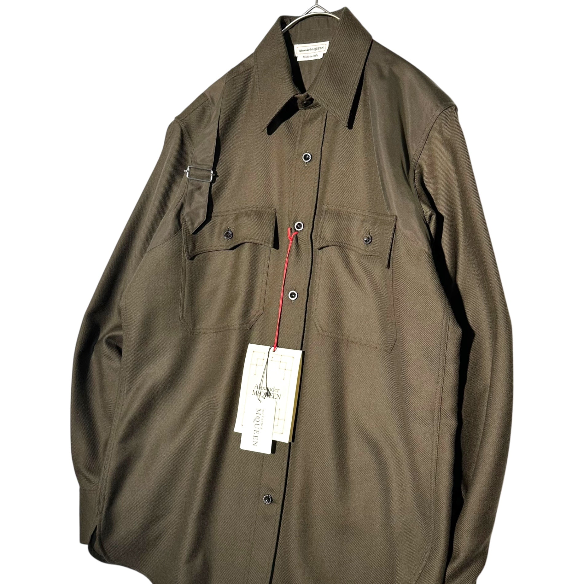 ALEXANDER MCQUEEN(アレキサンダーマックイーン) Wool Harness Shirt ウール ハーネス シャツ 15 165(S程度) カーキ